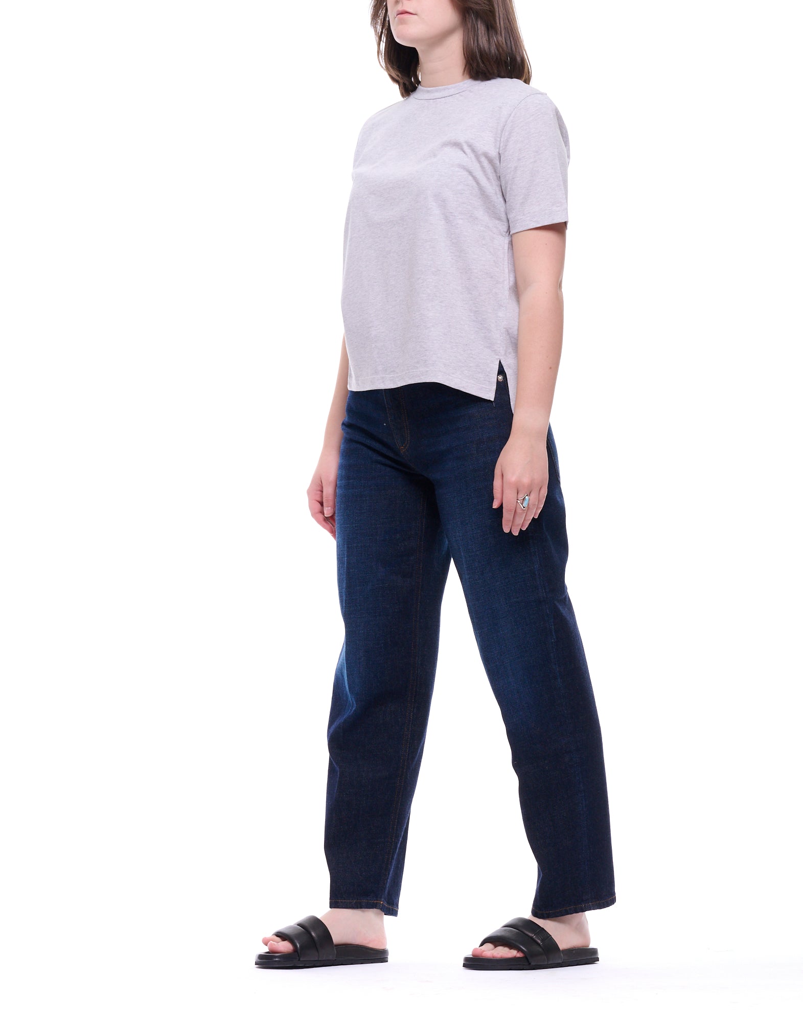 ARAGONA Women’s Basic Cotton T-Shirt in Snow Grey D3352TP 450 GRIGIO NEVE