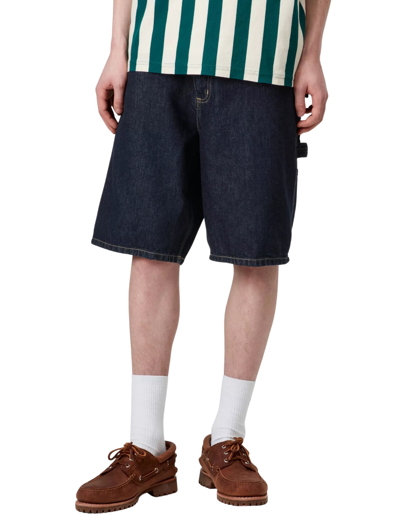 Carhartt WIP Single Knee Short – Blue Rinsed Cotton Denim Shorts I032026 01.02