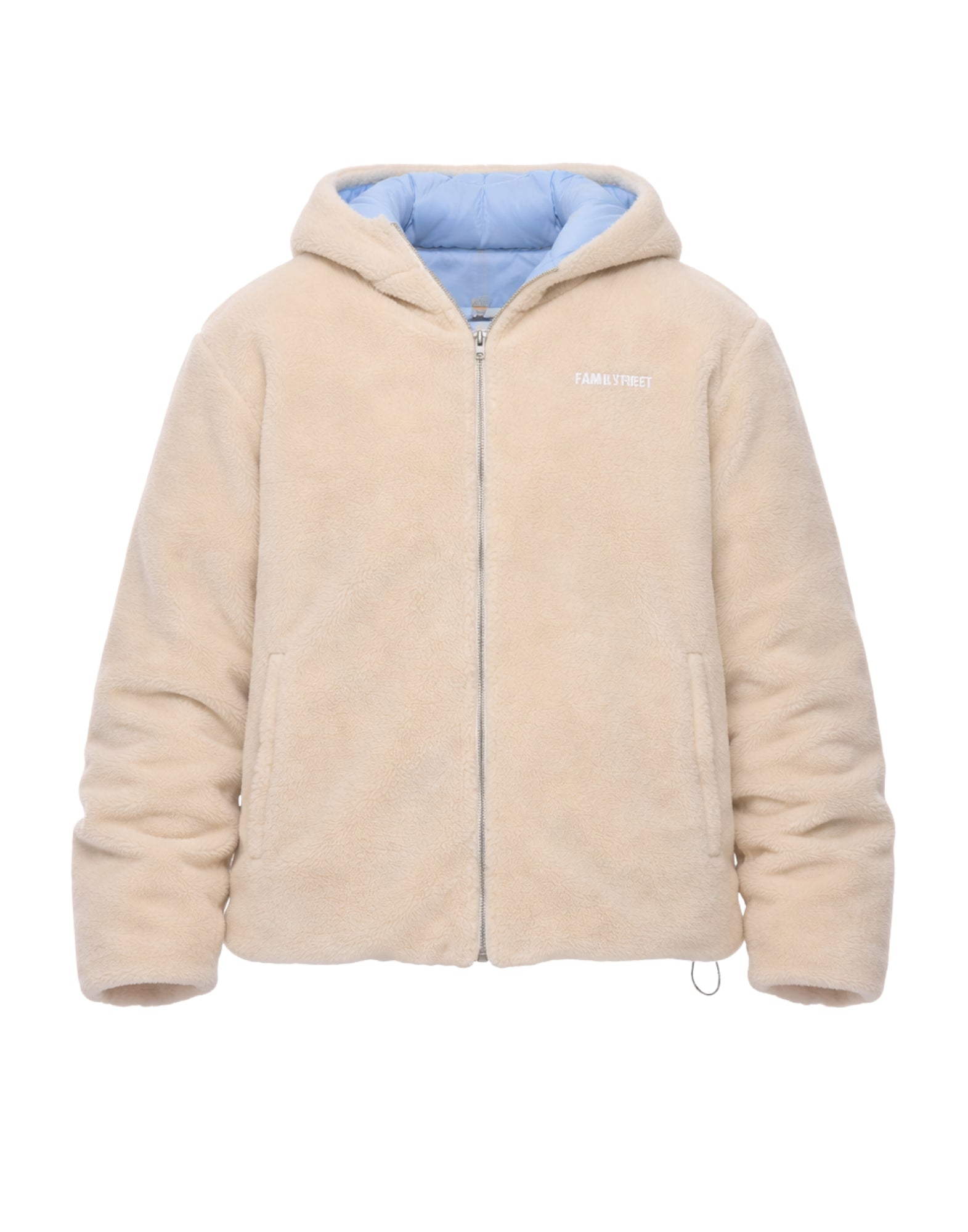 Family First Men’s Teddy Bomber Jacket with Hood Zip Beige JPF2301 LB