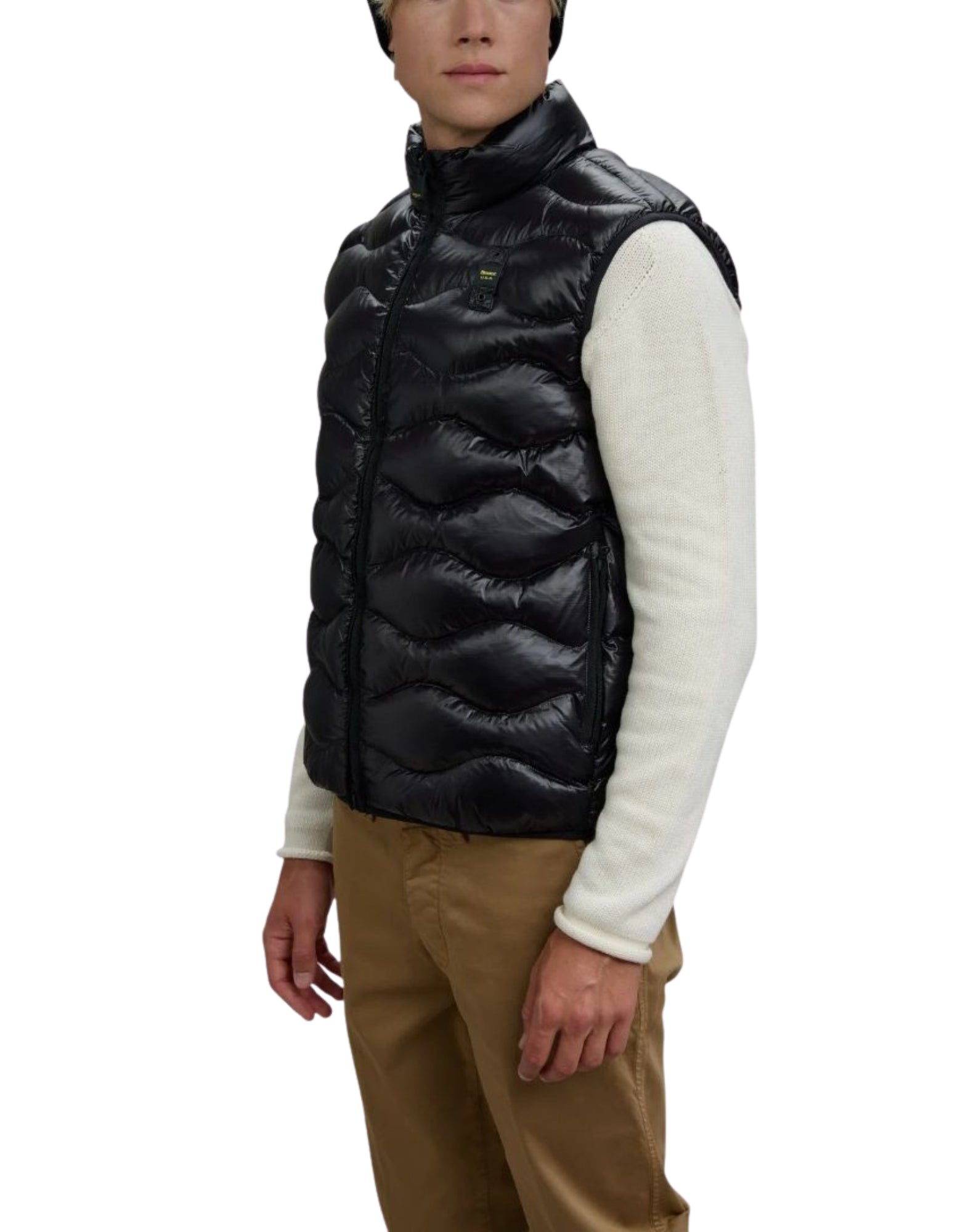 Blauer Danny Men’s Lightweight Check Vest Black with Beige Lining 26SBLUX02184-005958 999ET