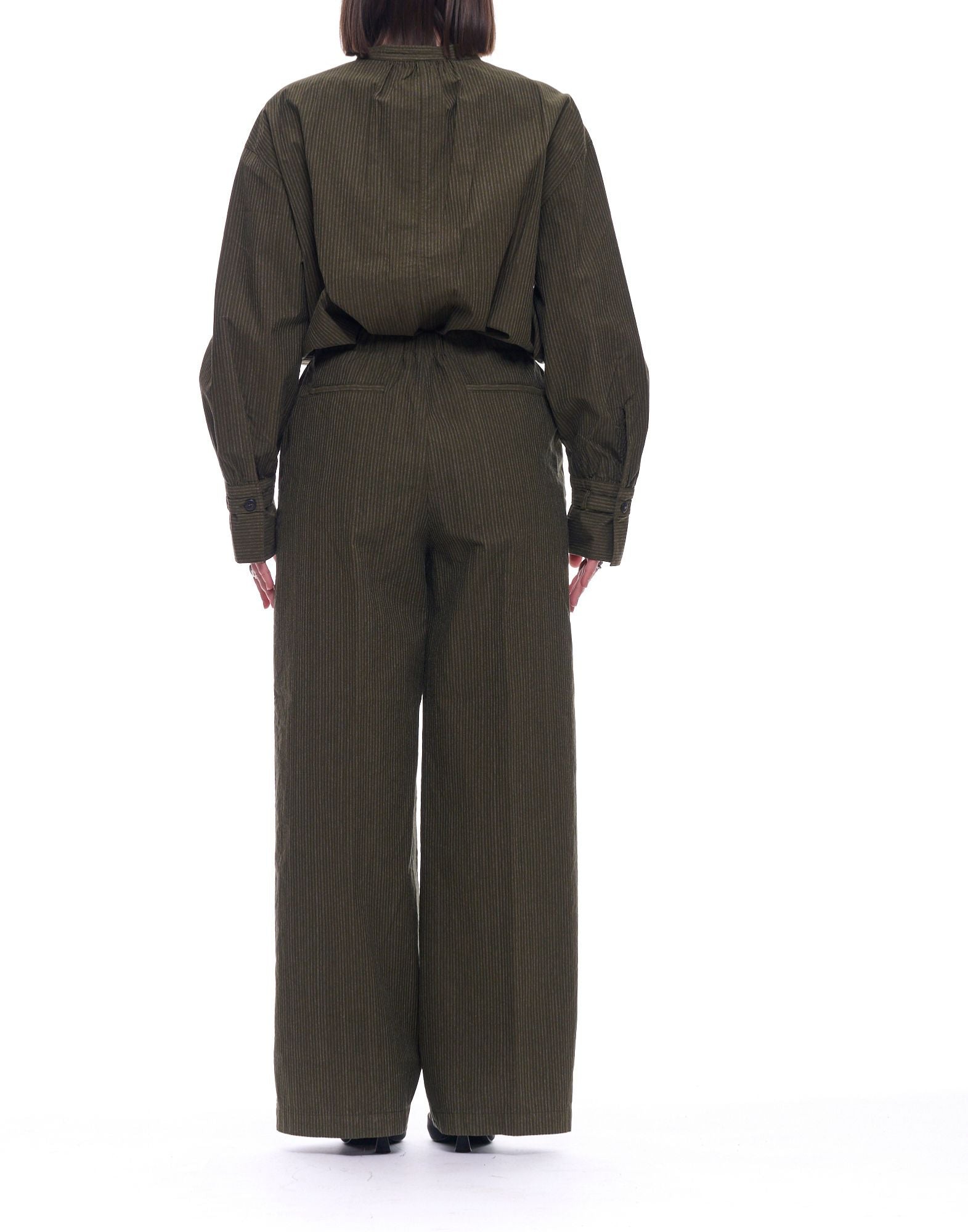 Pomandère Damen-Hose aus gestreifter Baumwolle, Militärgrün, 261-7215/21652 760