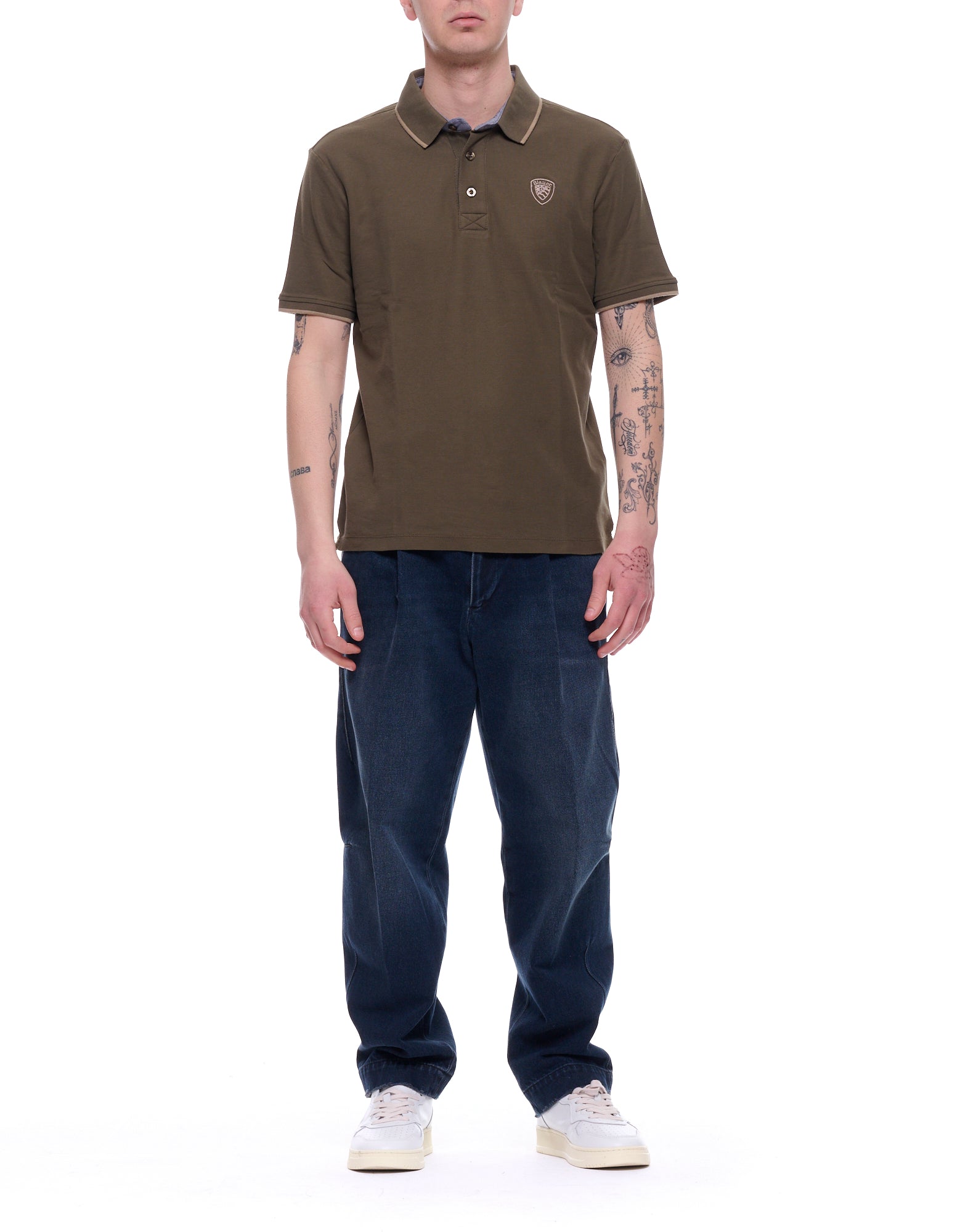 Blauer Polo Damon verde oliva con ribete en contraste 26BLUT02288-007479 60H GREEN