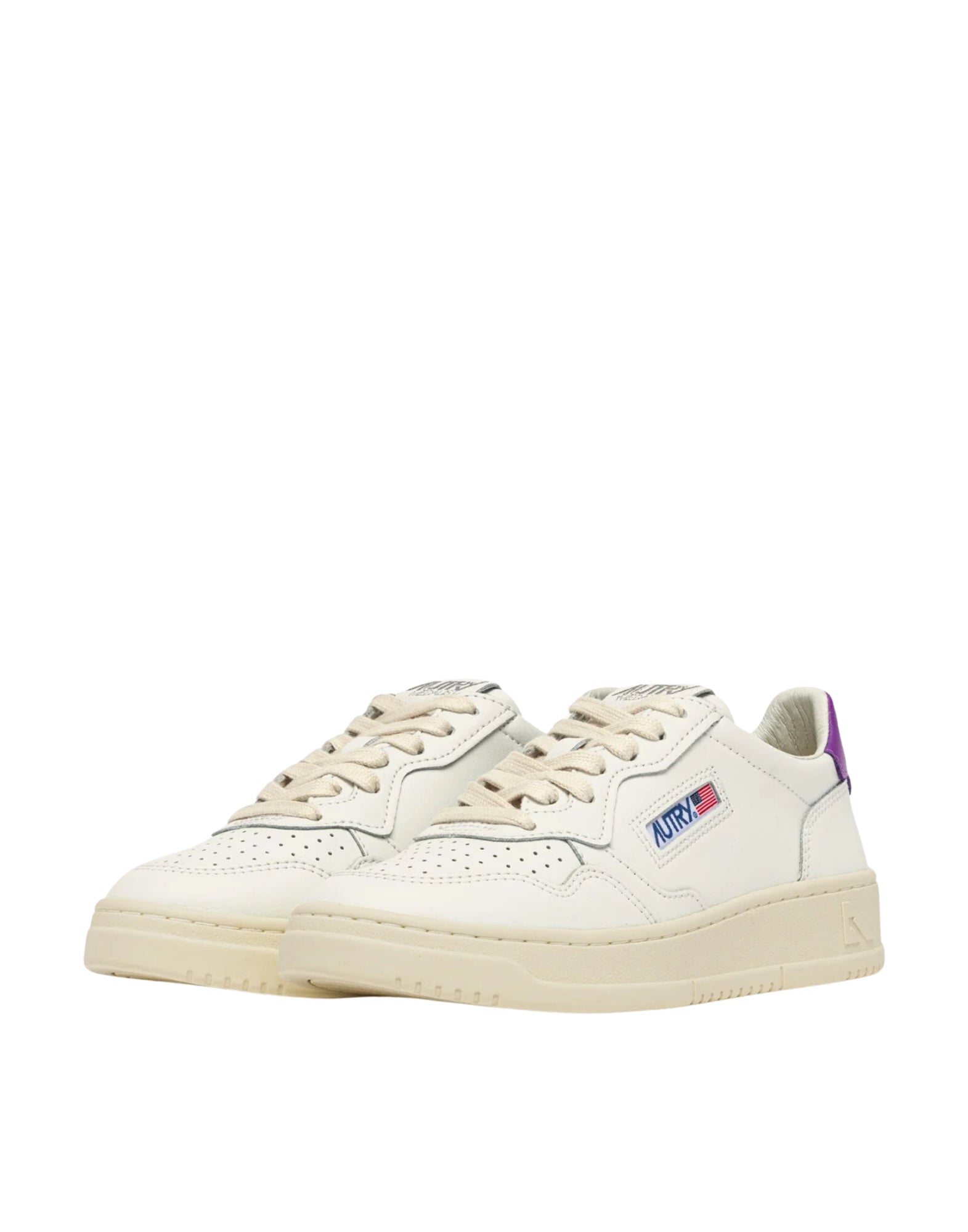 Autry Medalist Low Women’s Sneakers in White Leather and Dewberry AULW LL08 WHT/BERRY MEDALIST
