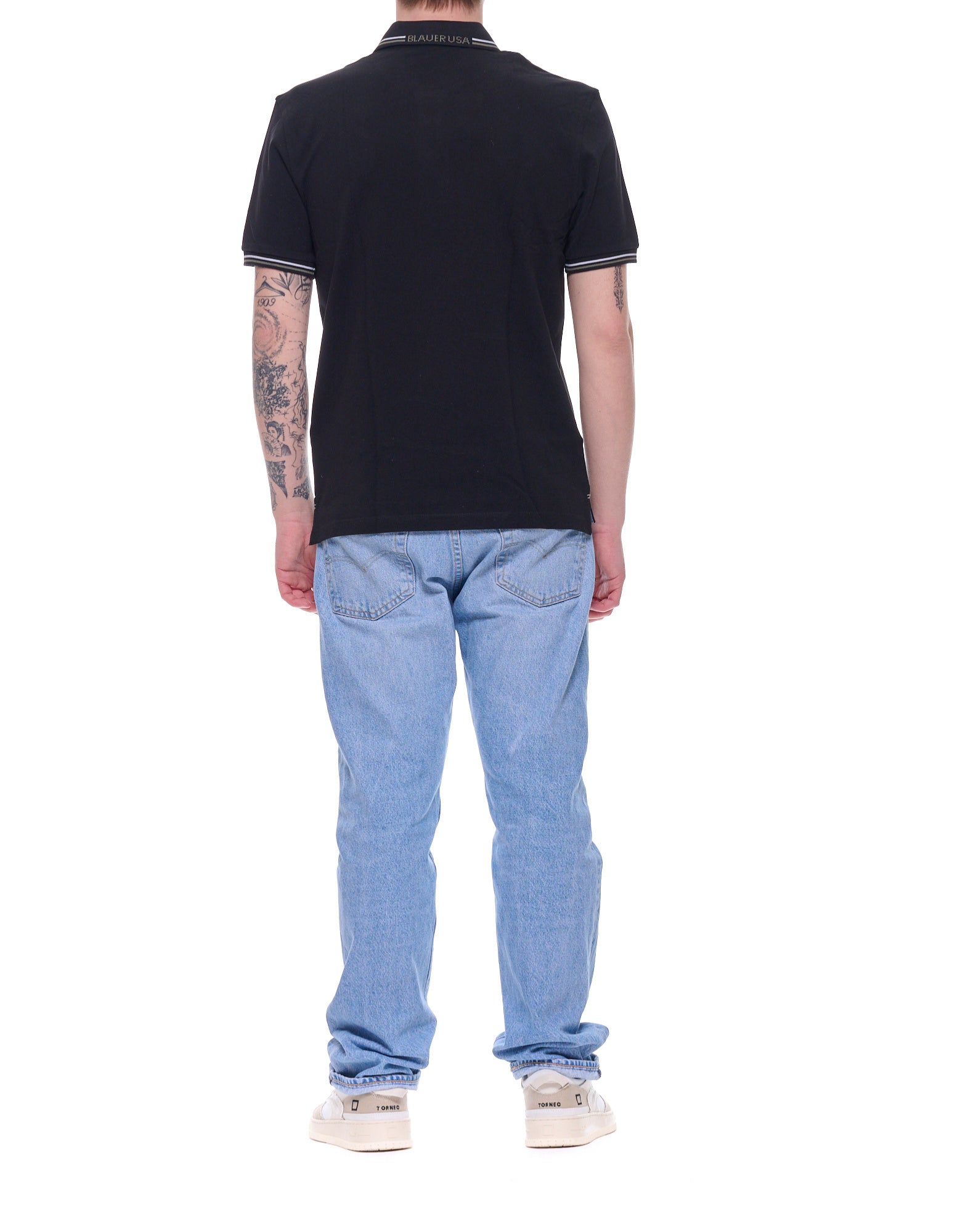 Blauer Polo en coton Agassis avec liseré contrasté – Noir Homme 26SBLUT02293-006801 999