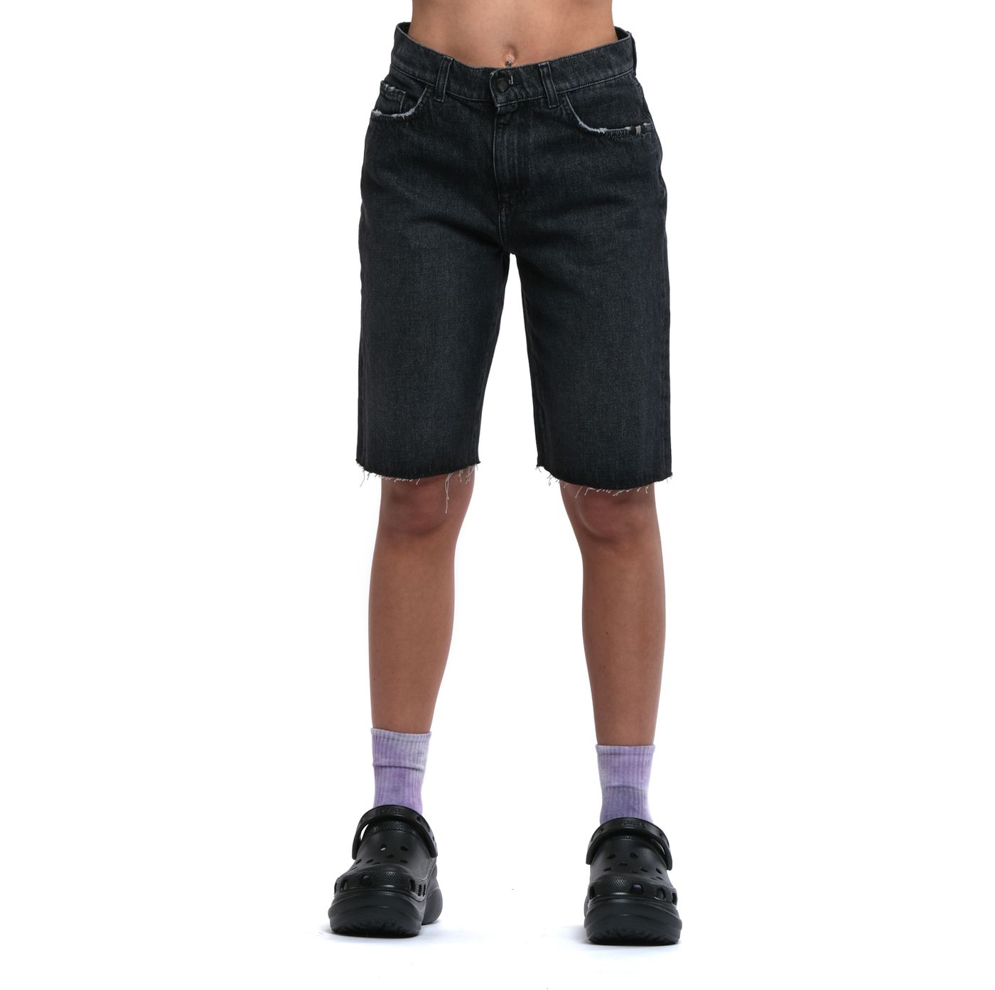 반바지 여자 Amish Haily Amish Black Stone Wash