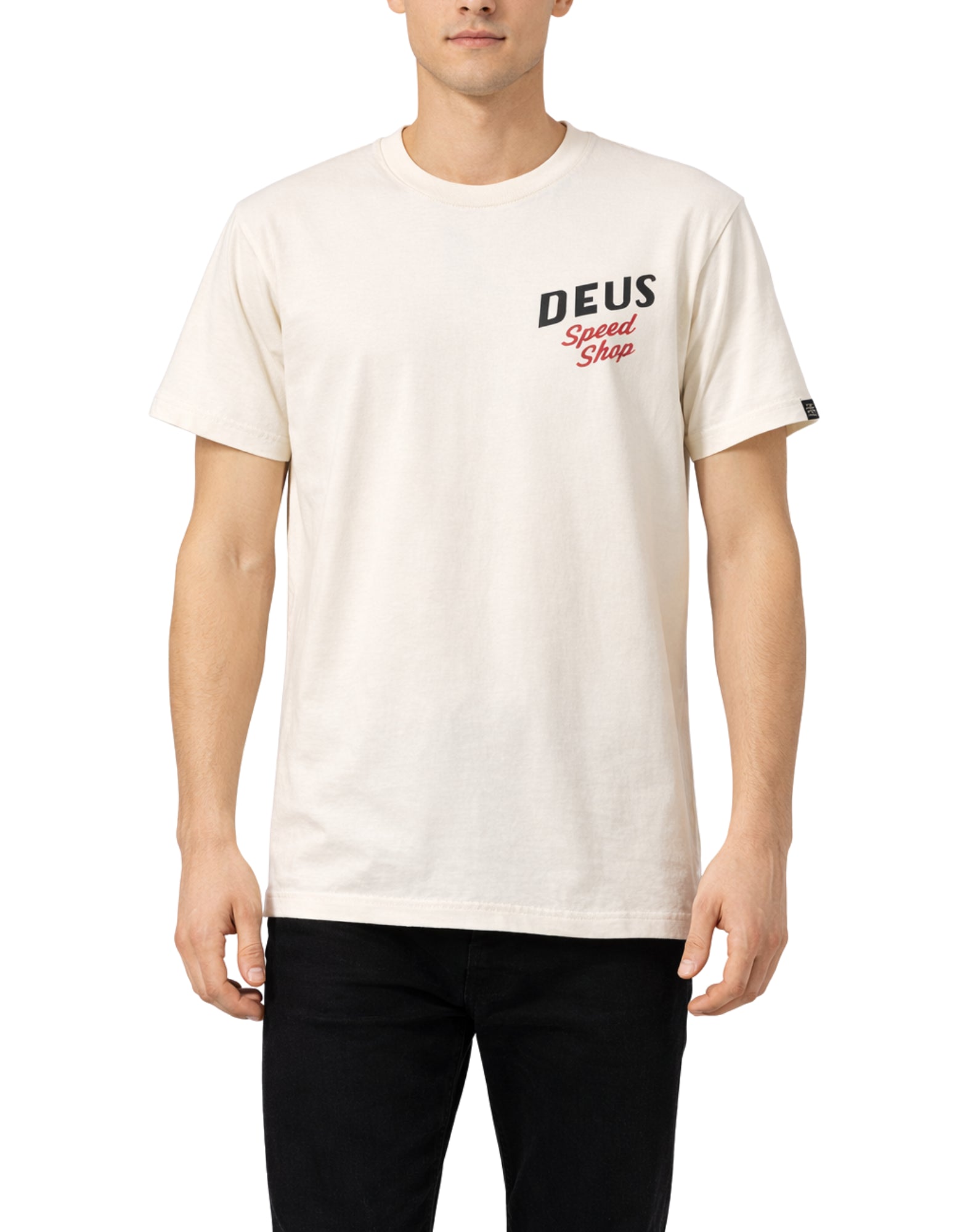 Deus Ex Machina Dogleg Speed Shop Cotton T-Shirt Dirty White Men’s D261MTS321012090