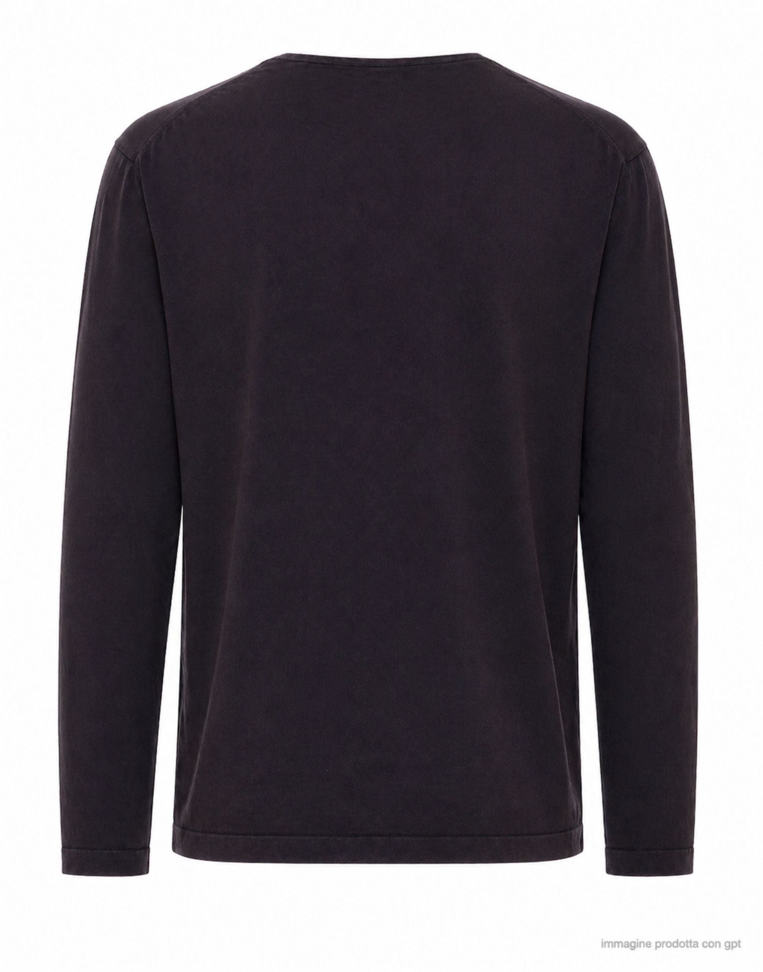 Fabrizio del Carlo Camiseta de Hombre de Manga Larga de Algodón Ligero con Cuello Redondo, Marrón Oscuro, Regular Fit, Made in Italy FF3056 CC13-135