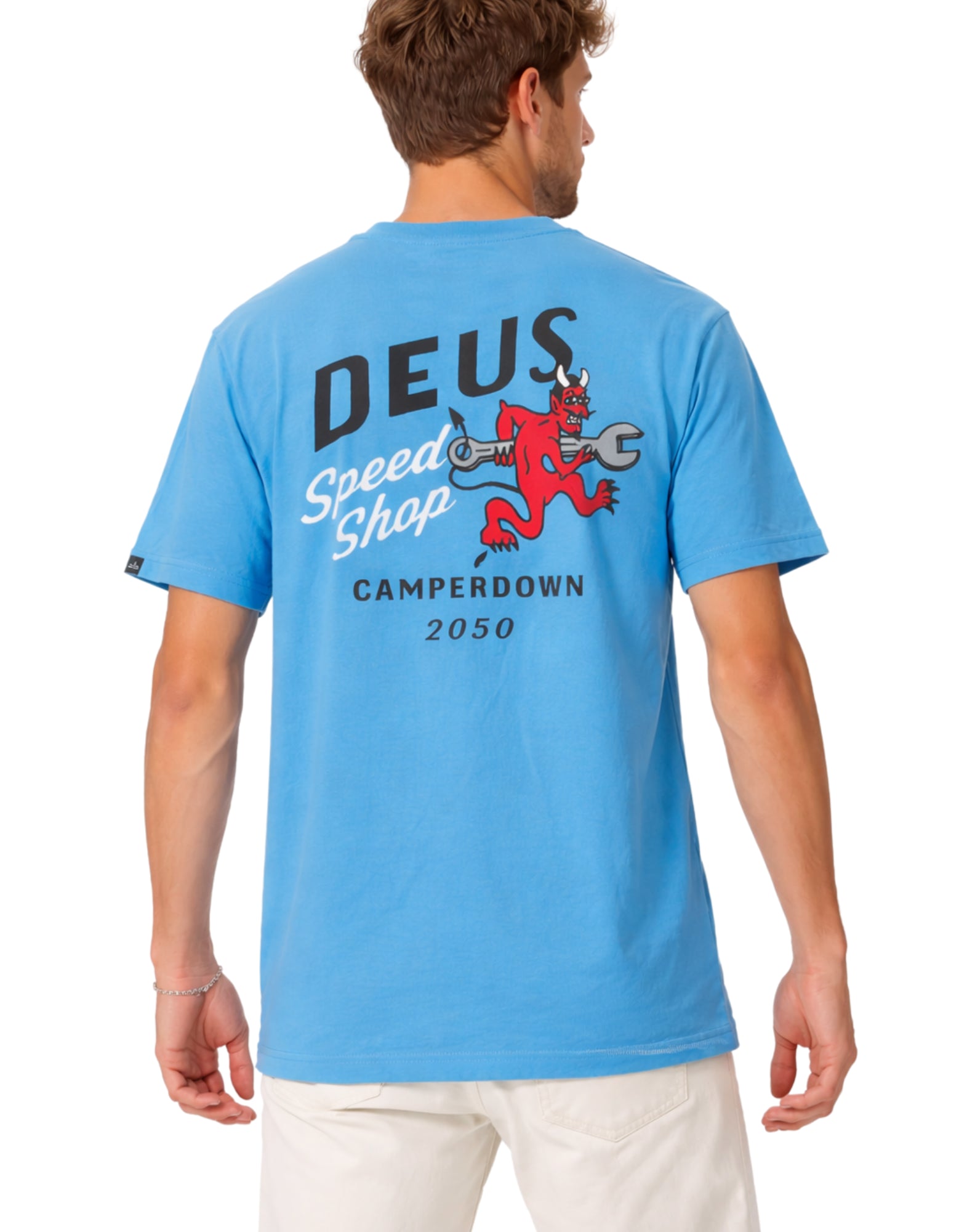 Deus Ex Machina Dogleg T-Shirt Men Cotton Bonnie Blue D261MTS321059090