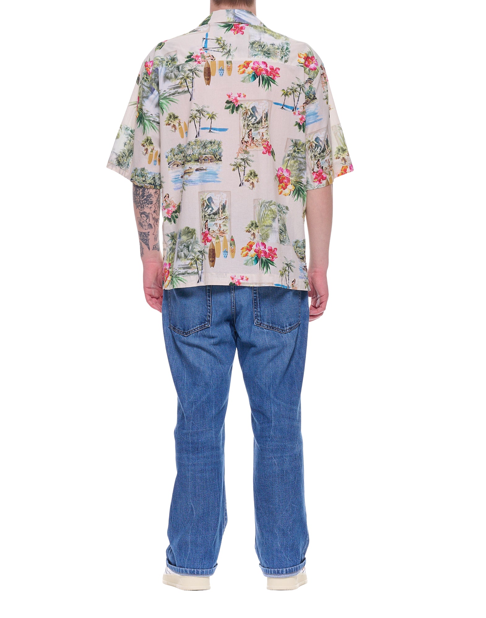 Tintoria Mattei Men’s Bowling Shirt in Cotton with Floral Print – Beige Multicolor RFQ MIE FU1 BOWLING