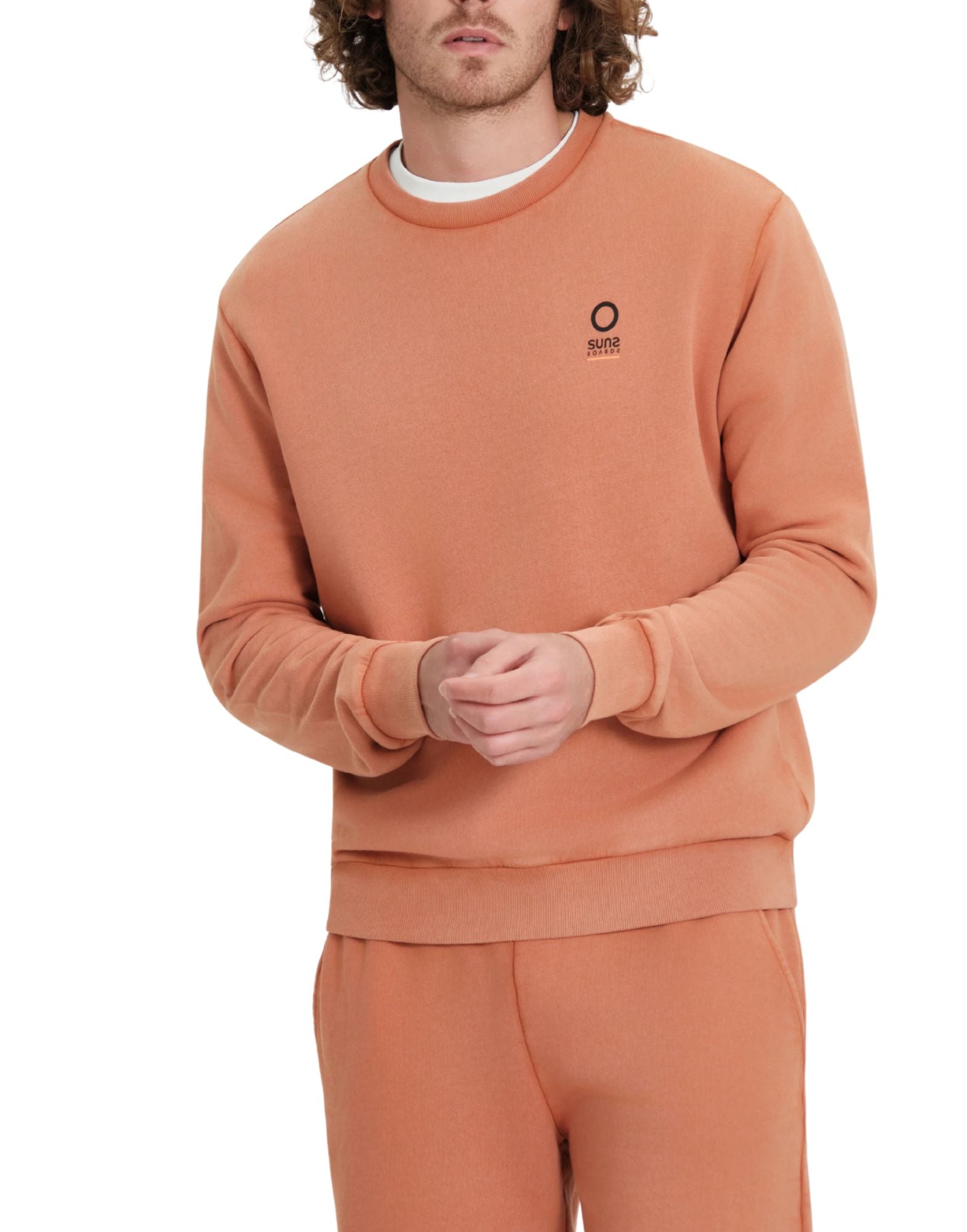 Suns Boards Gipo Dye Old Men’s Crewneck Sweatshirt in Garment-Dyed Cotton Coccio Regular Fit MFS6101U V3 COCCIO