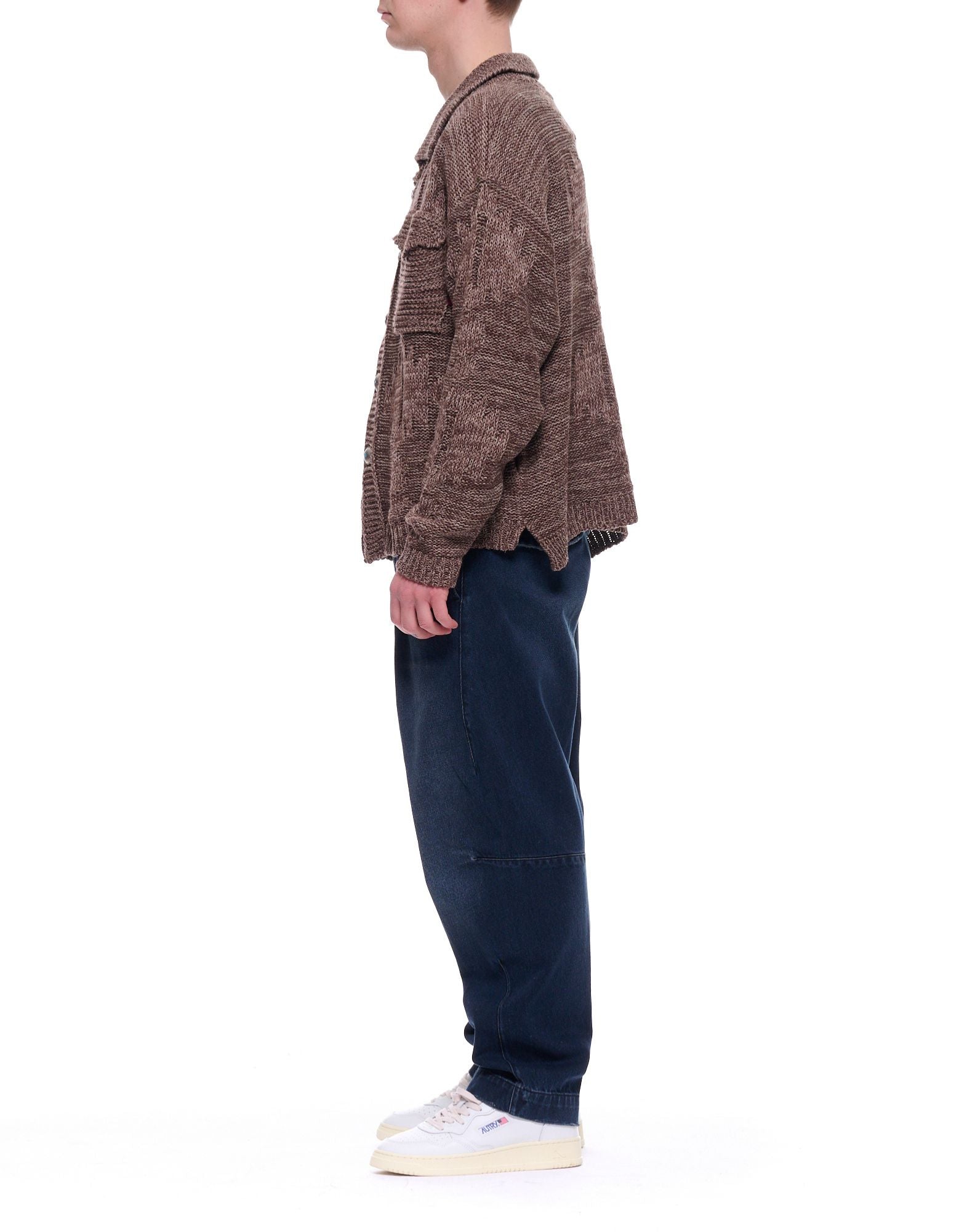 Telacruda Bark Knit Surchemise Homme Marron Mélange Large Recadrée Style Western avec Boutons Navajo TNML0011 2021 ÉCORCE