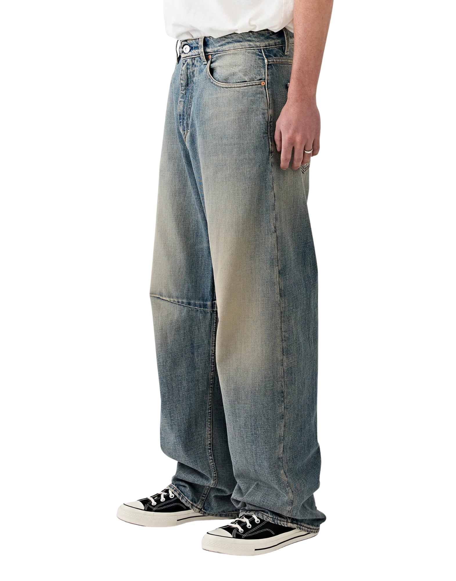 임기. 로빈 진 파커 유니섹스 배기 핏, 미드 라이즈, 테이퍼드 레그, 지퍼 플라이 ROBYN JEANS