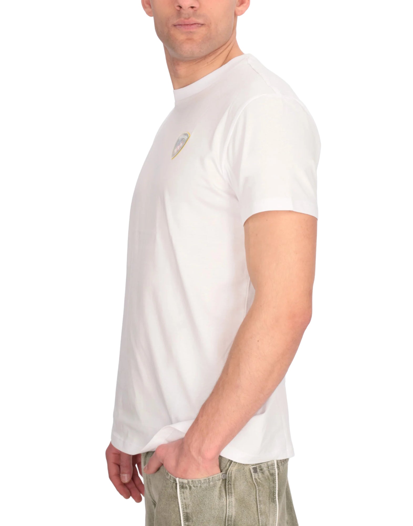 Blauer FAXON Men’s Cotton T-Shirt Optic White with Rubber Logo 26SBLUH02284-007480 100