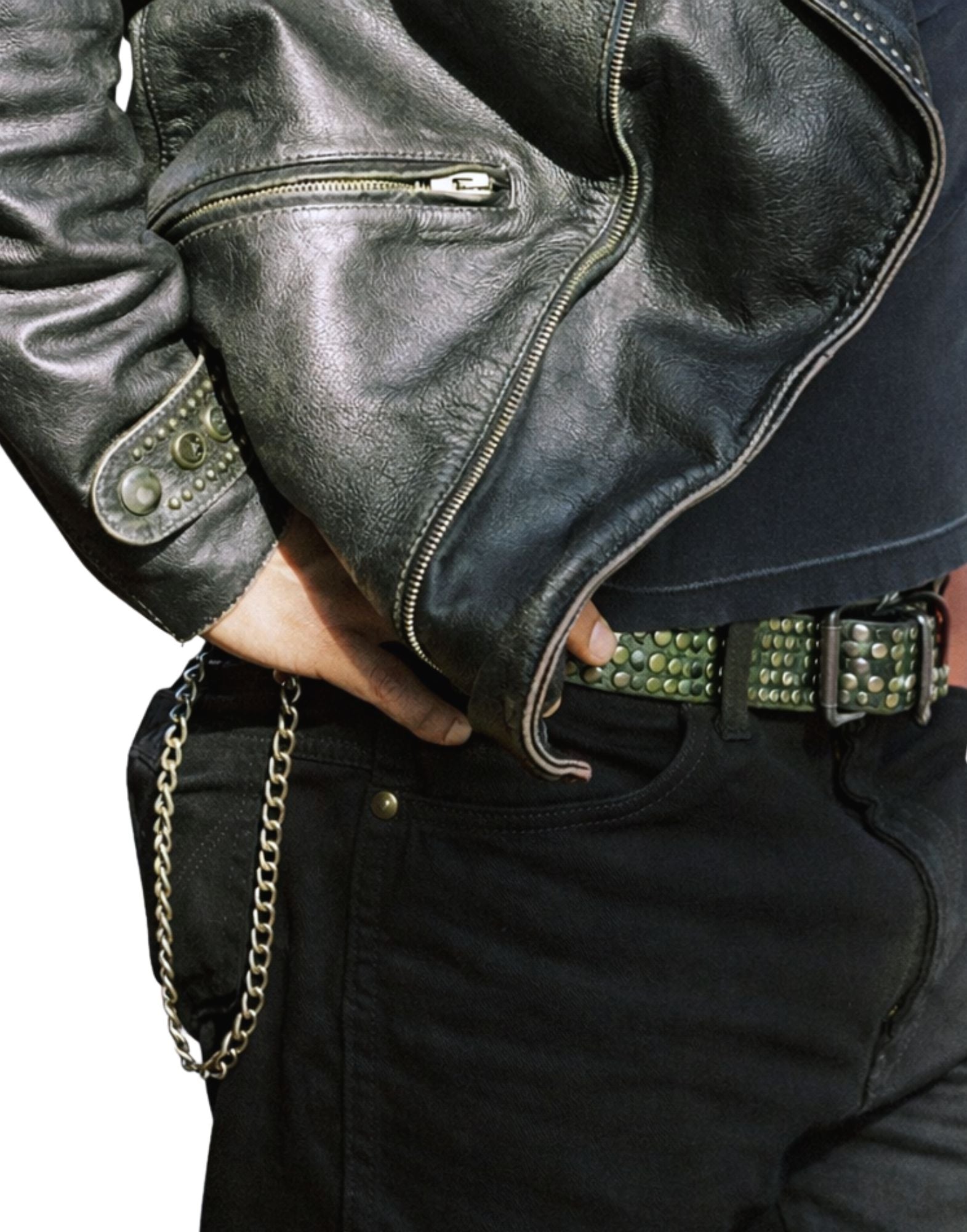 Hollywood Trading Company 5.000 Studs Color Belt olive leather studded belt Made in Italy unisex 26SHTCI036 OLIVE