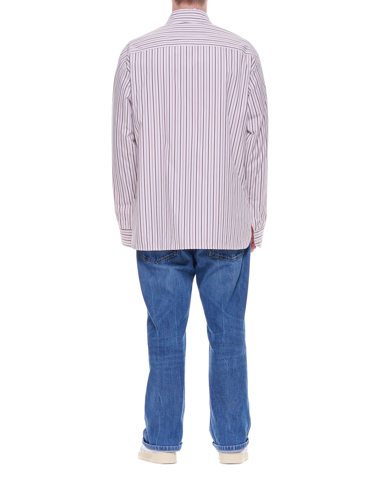 Costumein Ethan Bastian Men’s Striped Cotton Shirt White Made in Italy Z78BA 24 WHITE STRIPED SHIRT ETHAN BASTIAN