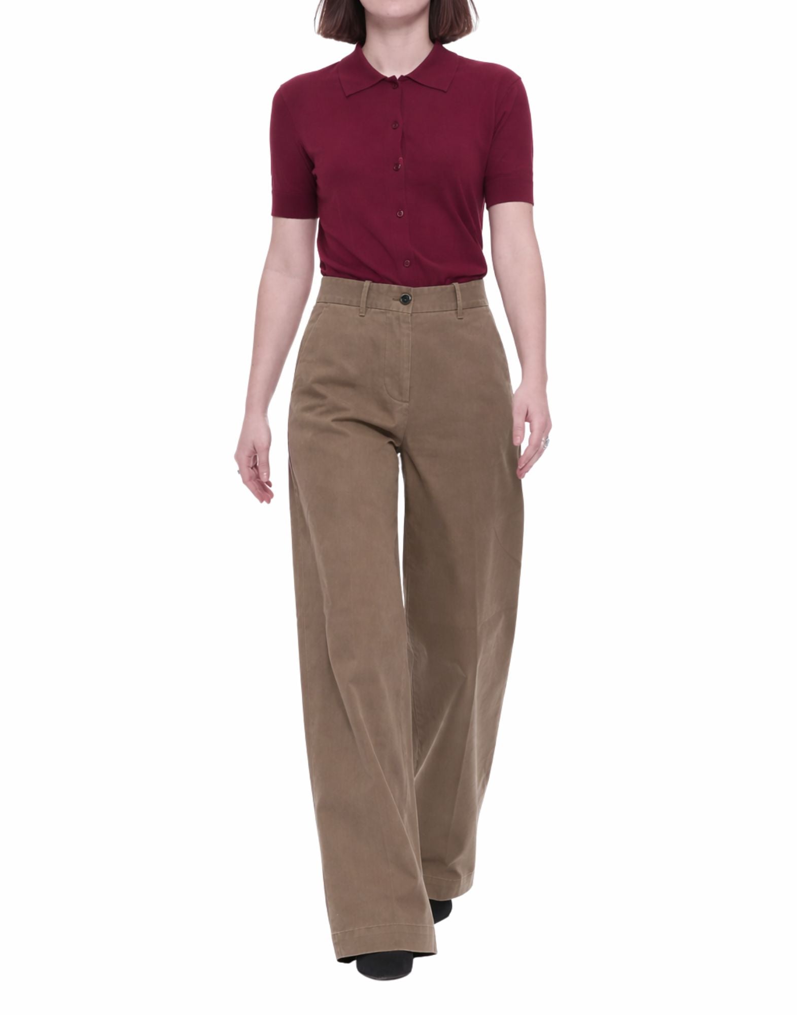 Nine In The Morning Pantaloni in cotone oliva da donna Nancy NAN245Q A13 OLIVA