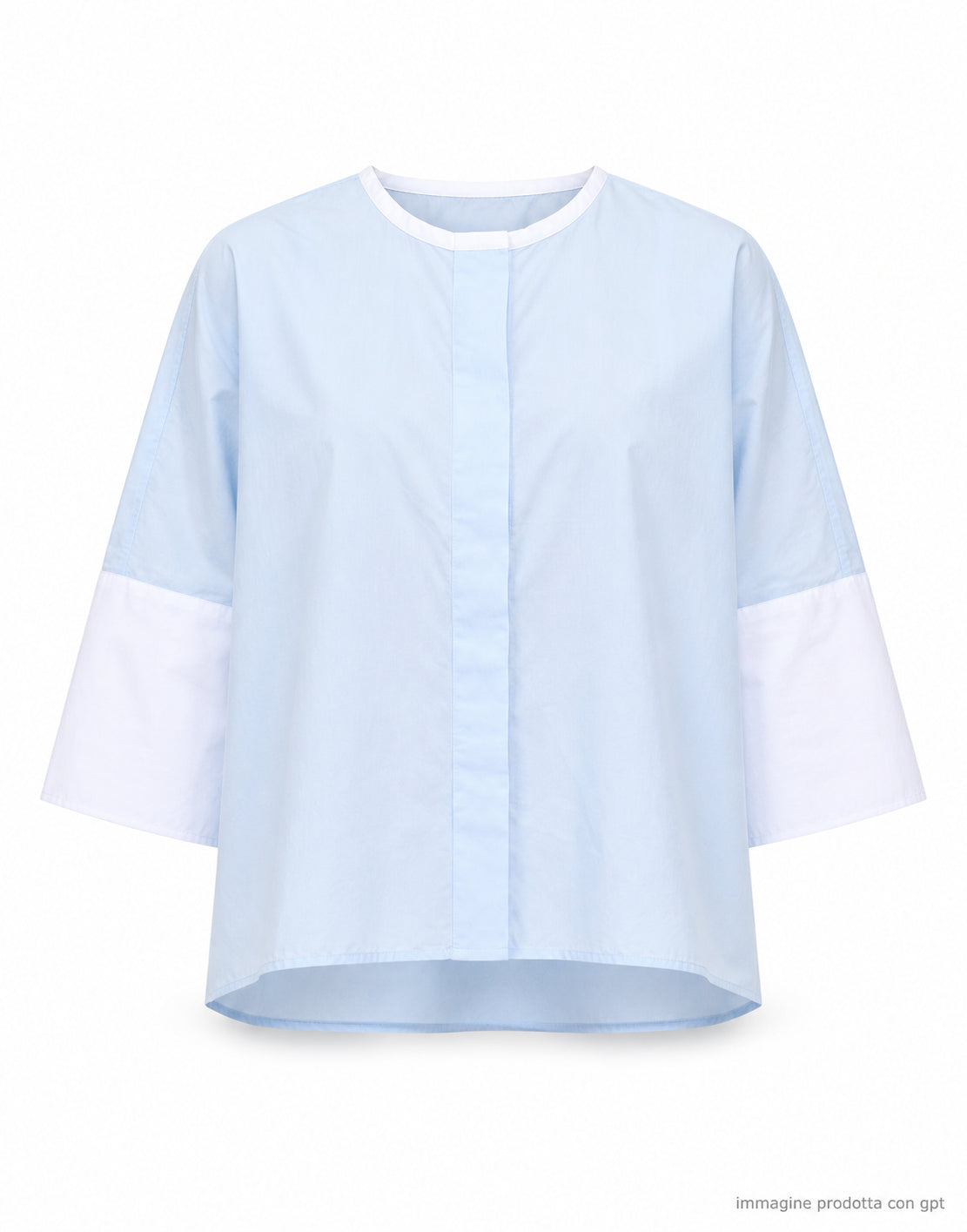Pomandère Oversize Cotton Shirt in Sky Blue 9492C 11633C 800