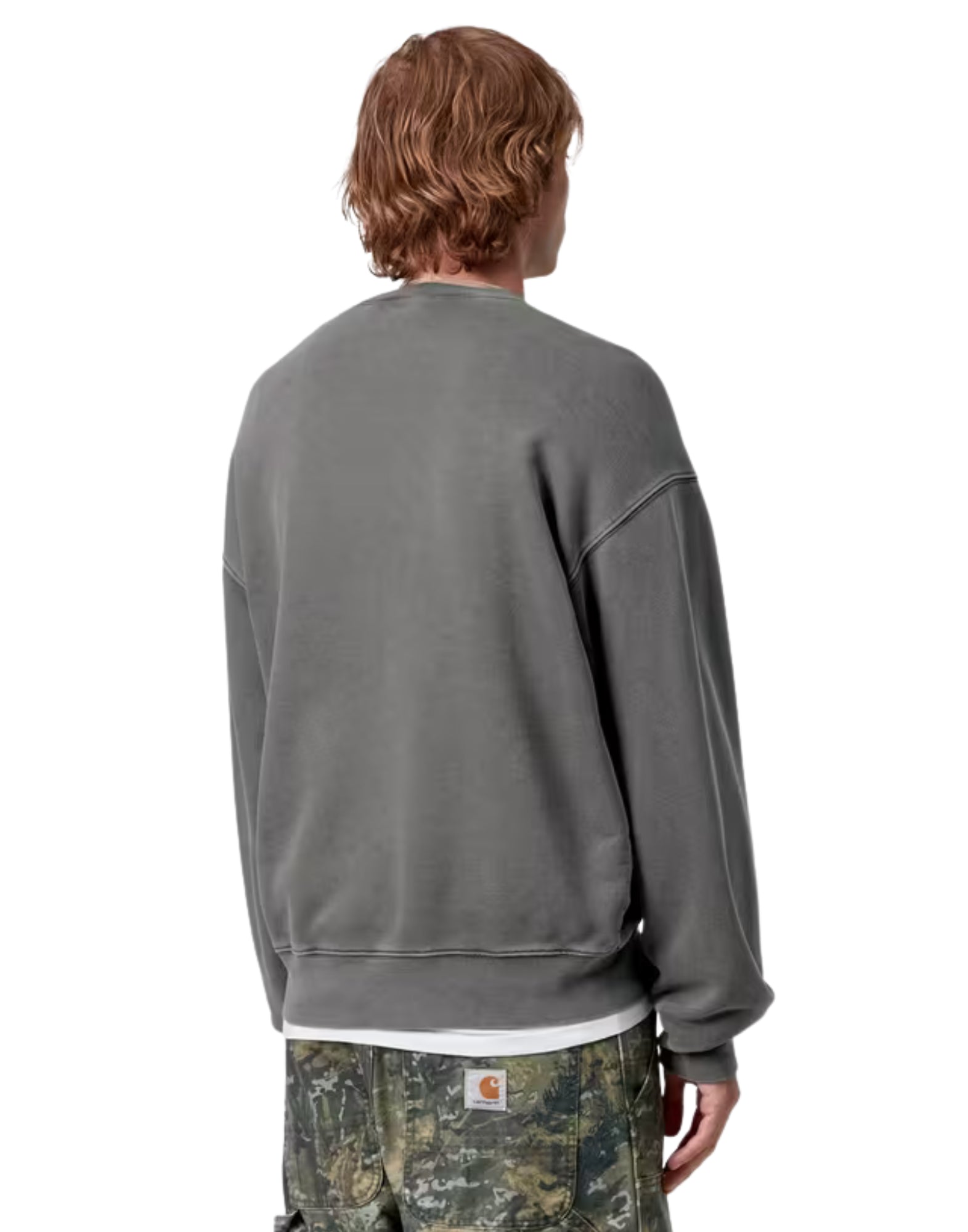 Carhartt WIP Vista Sweat – 男式成衣染色运动衫,灯笼版型,厚重棉质 I029522 89GD 黑色毛衣 VISTA