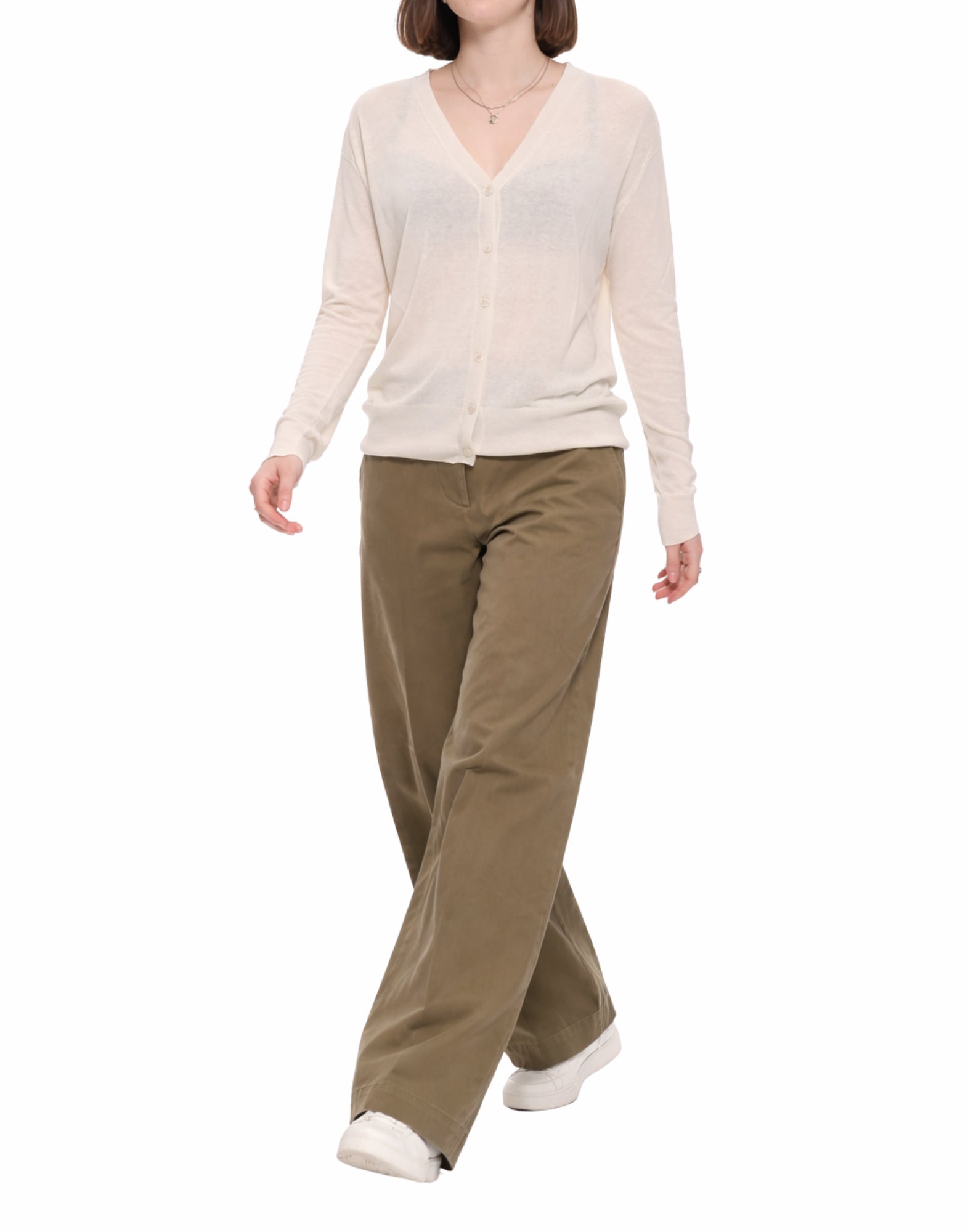 Hira Women’s Silk Linen Cardigan Cream Relaxed Fit Made in Italy W203 002