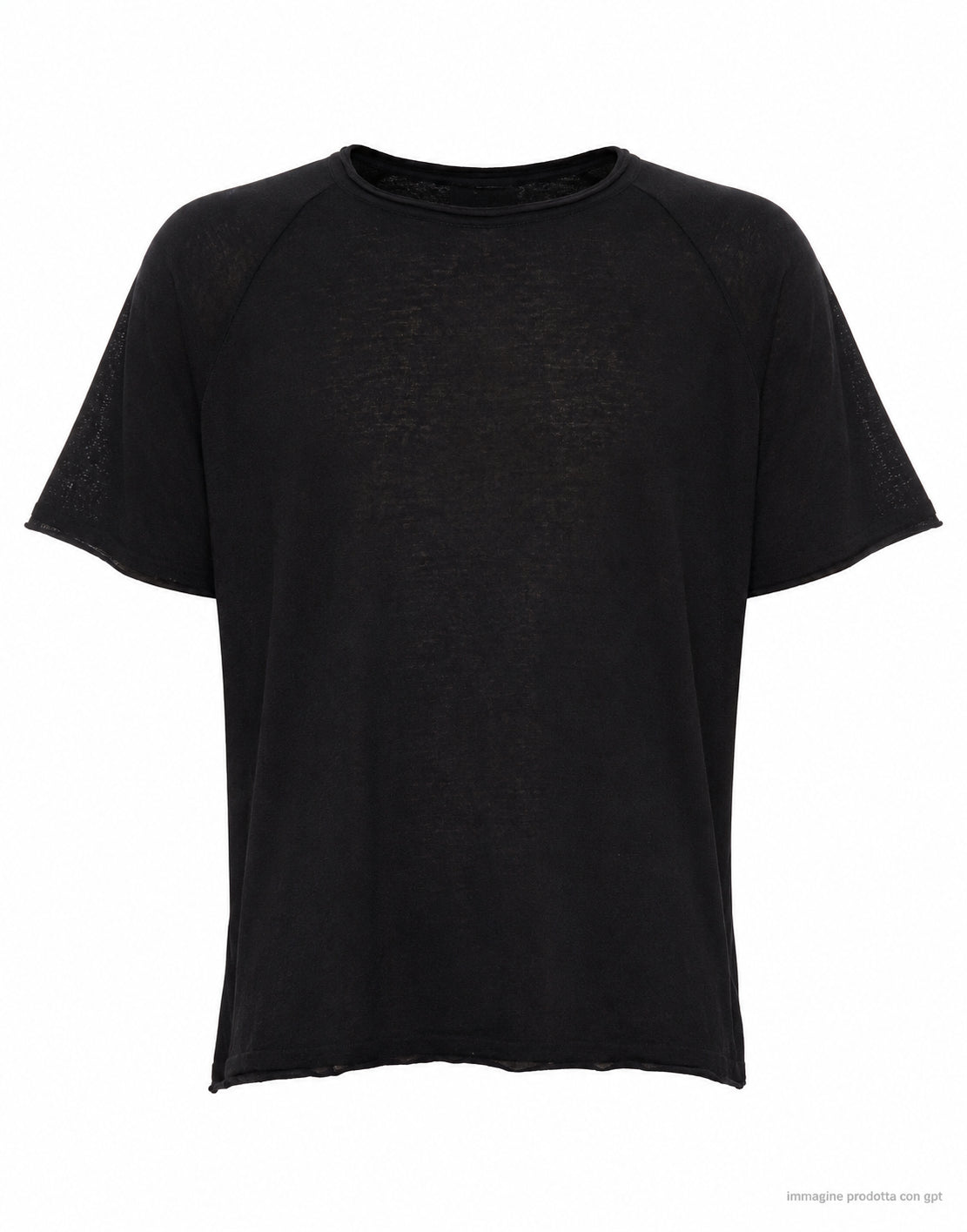 Tela Cruda Men’s Black Cotton T-Shirt TNMC0006 9015 BLACK