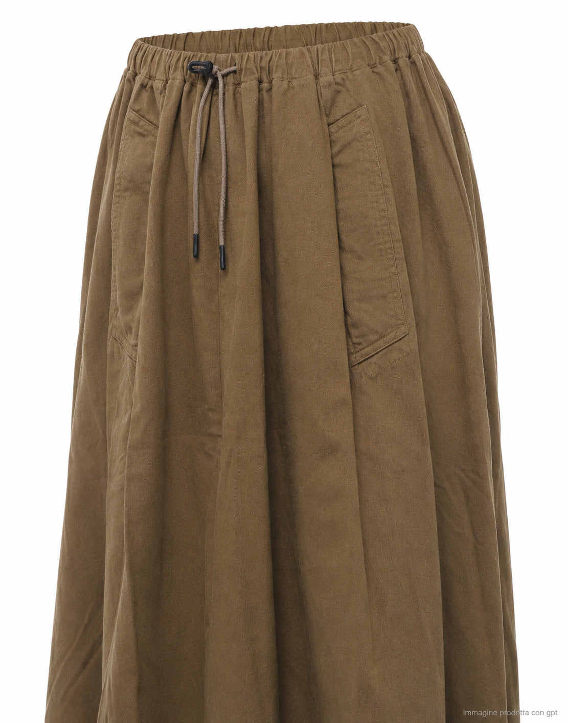 Eat Dust 673 Wide Pleated Midi Skirt in Canteen Green W-F-001-CLN-730 CANTEEN GREEN