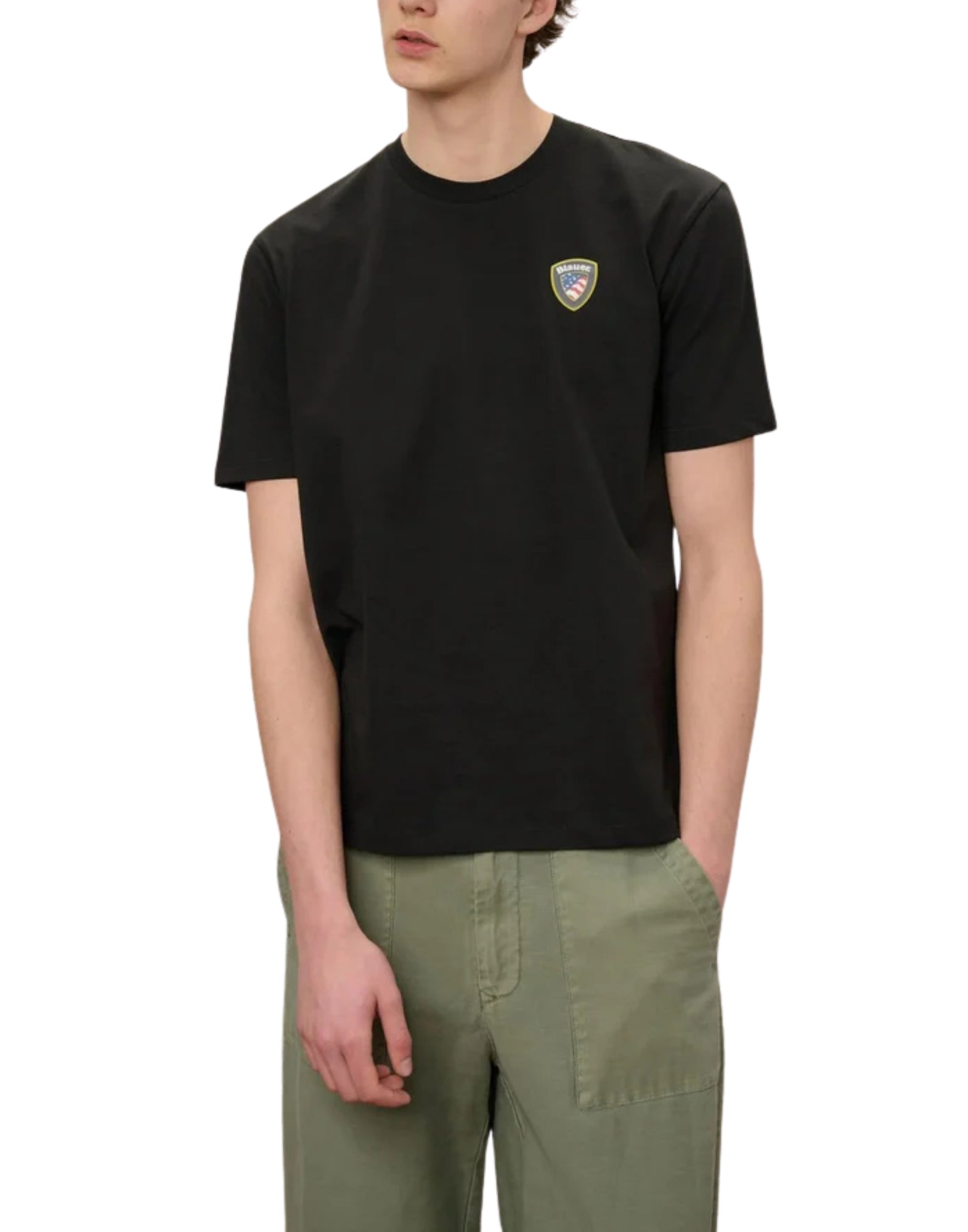 Blauer FAXON Men’s T-Shirt White with Rubberized Color Logo & Shield 26SBLUH02284-007480 999