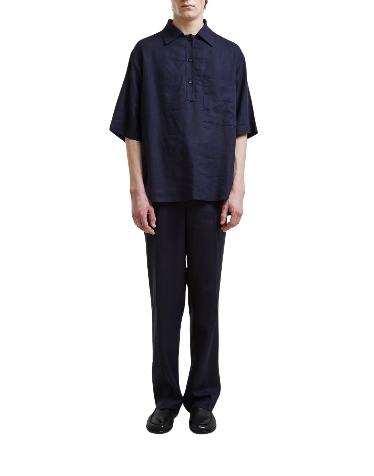 Surchemise Hevò Montursi en Lin Mélangé Bleu Marine pour Homme 060 MONTURSI SC L707 4013