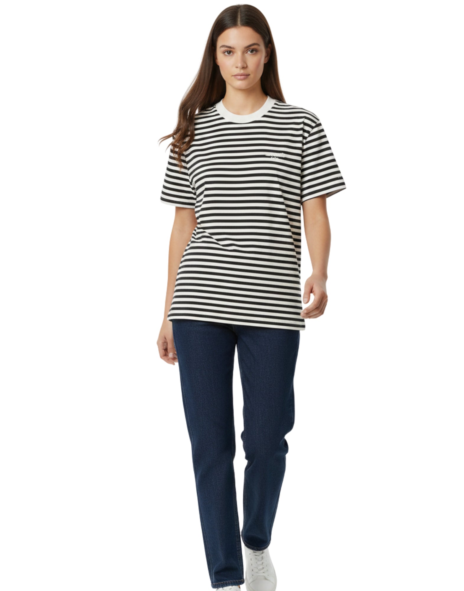 Carhartt WIP Ezrat Short Sleeve Stripe T-Shirt Black Wax Women’s I036343 3KRXX