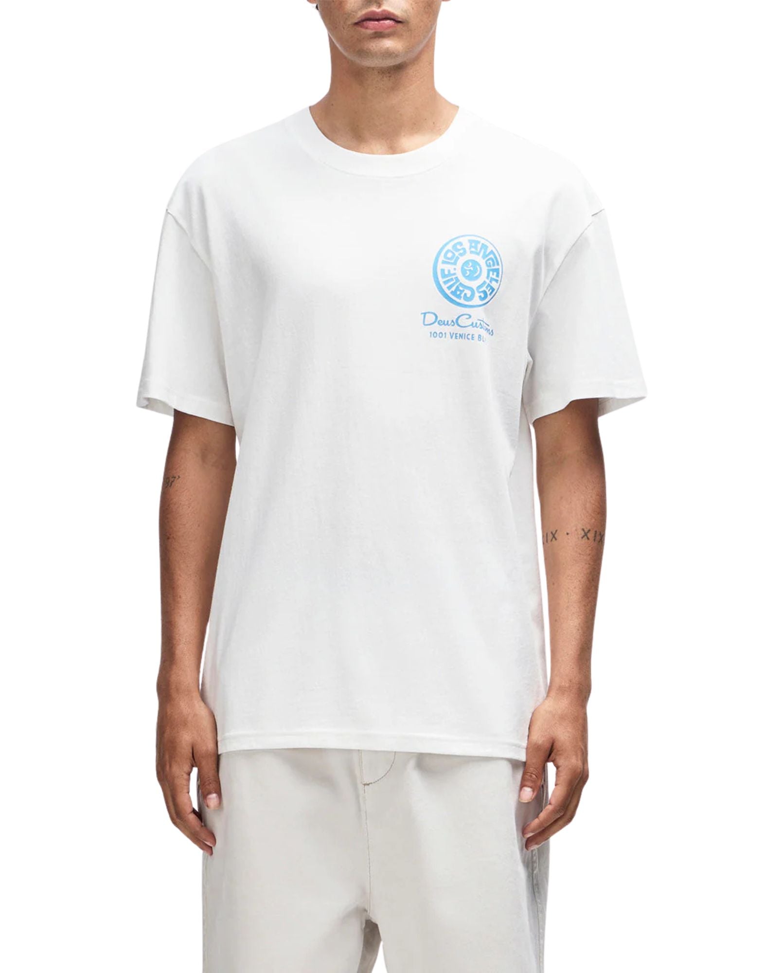 Deus Ex Machina Los Angeles Address Tee Vintage White Loose Fit Men’s D261MTS574010 VIN. WHITE