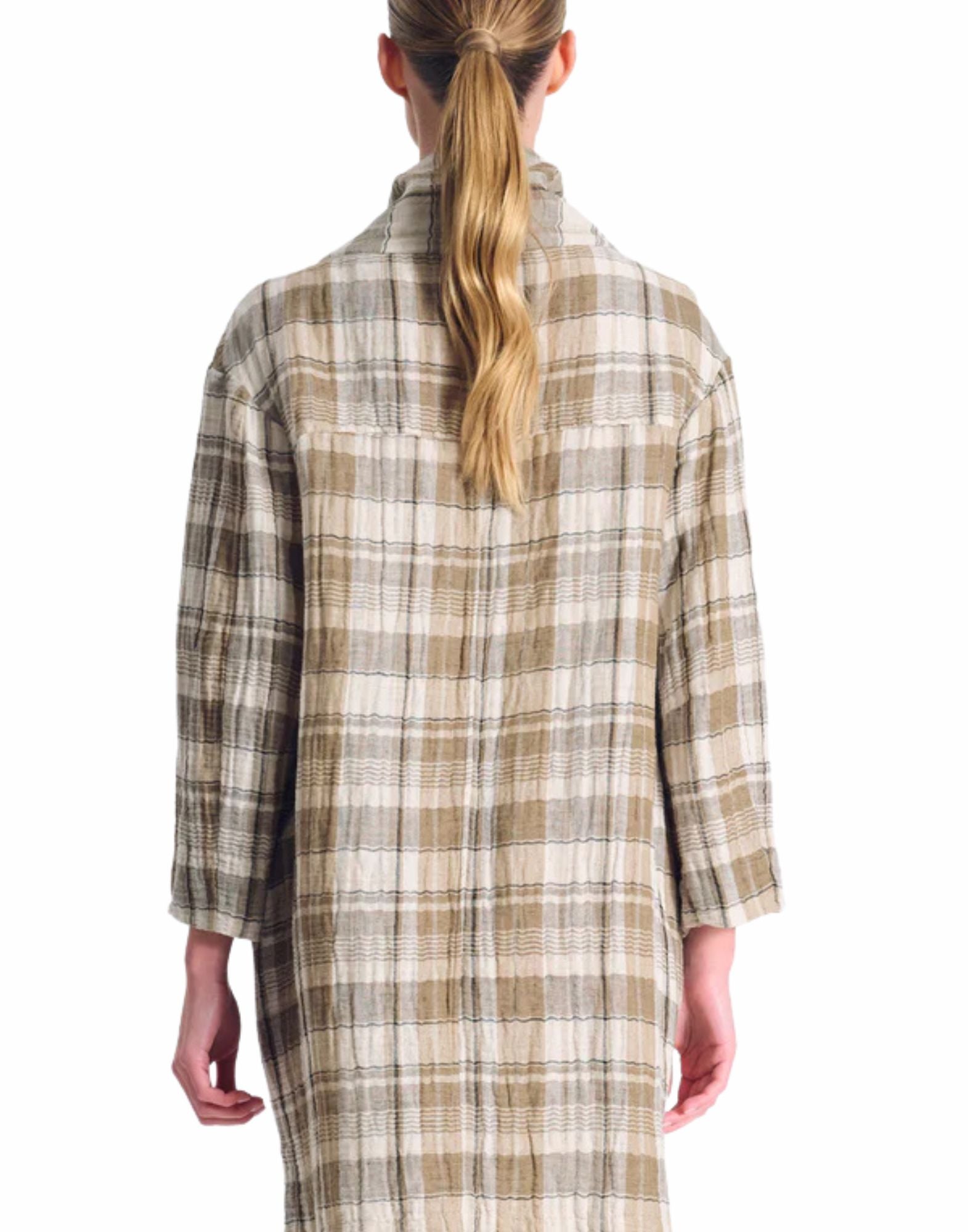 Transit women’s checked trench in cotton and linen Sand Made in Italy CFDTRCU302 02 SAND