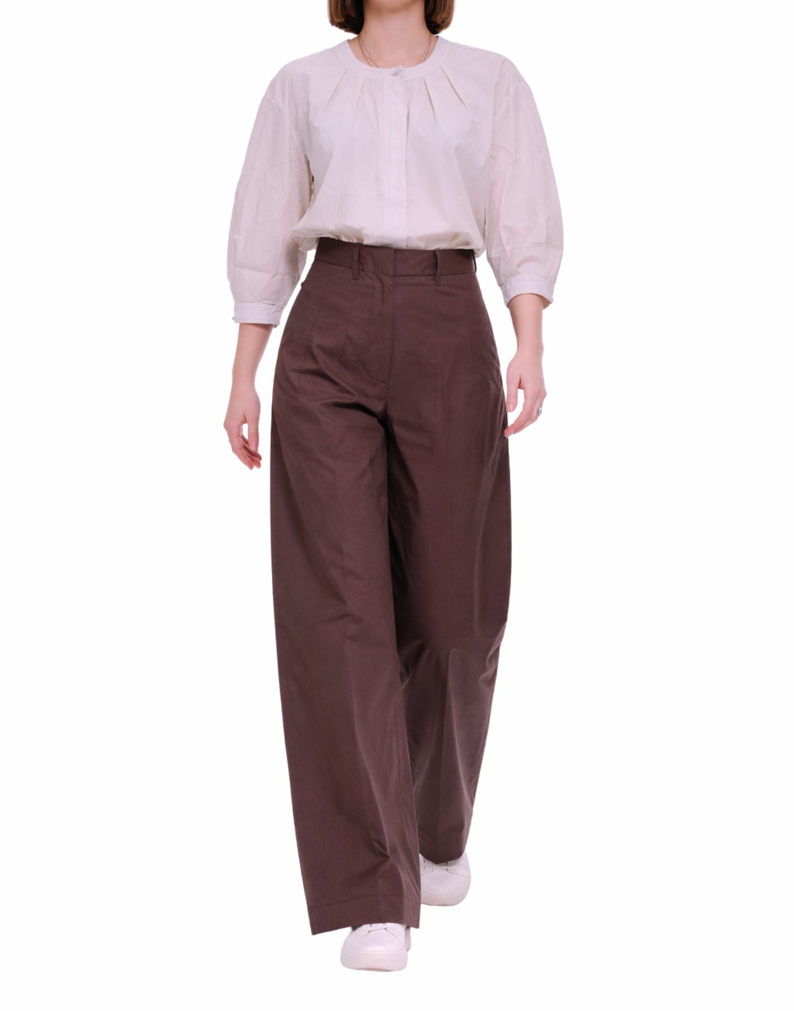 Nine In The Morning Pantaloni Donna Zina in Cotone Stretch Melanzana ZIN02 G26 MELANZANA