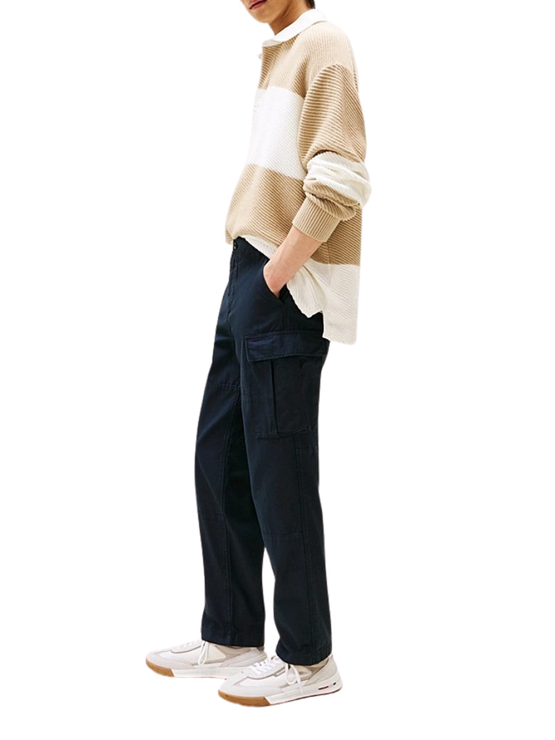 Pants man MW0MW38860DCC LINEN CARGO PANT CARBON NAVY TOMMY HILFIGER