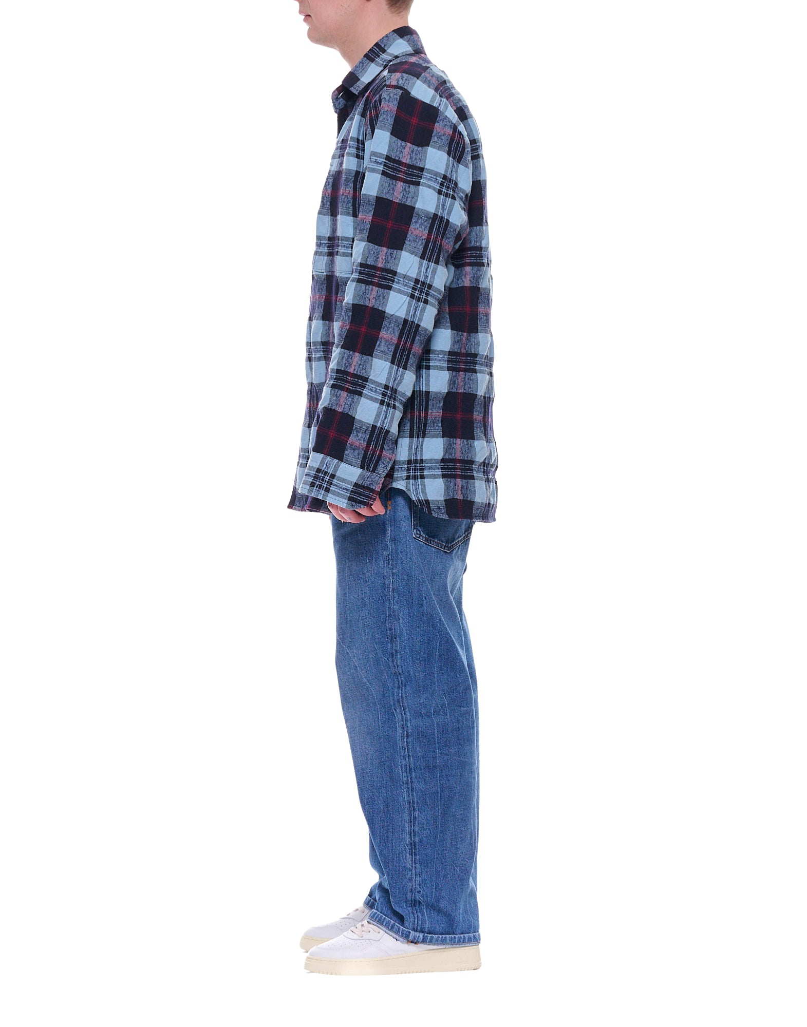 Costumein Men’s Checked Cotton Shirt Light Blue and Navy Made in Italy Z78 480 LIGHT BLUE SHIRT ETHAN MOULTON