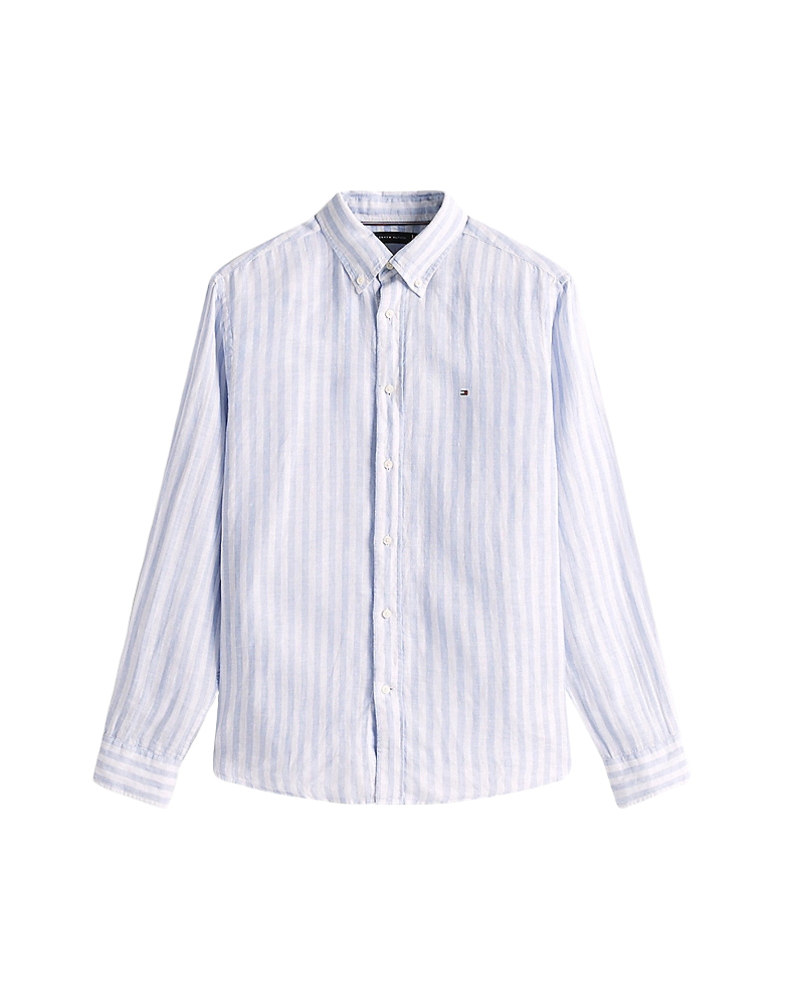 Shirt Man MW0MW38581 0A4 Linen Essential Stripe TOMMY HILFIGER