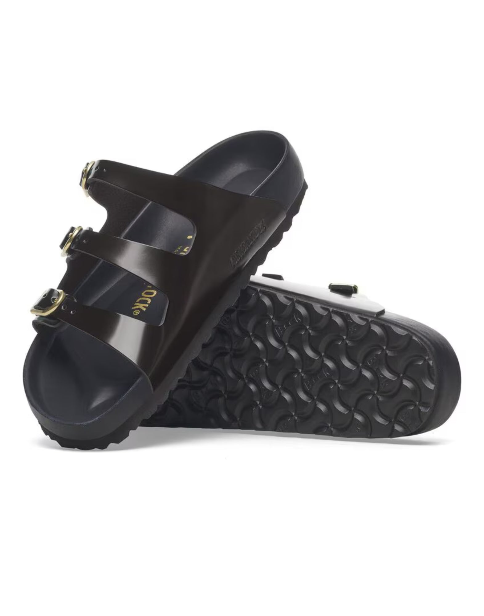 Sandal woman 1029385 FLORIDA DBUCLE SHINE BLACK BIRKENSTOCK