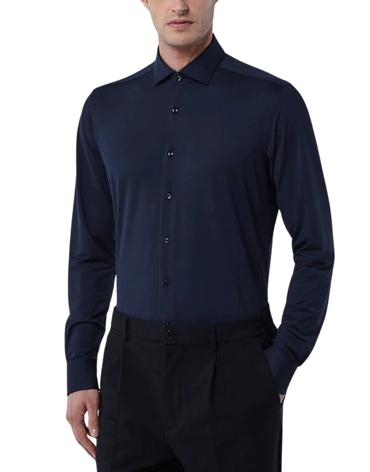 Xacus Navy Oxford French Collar Shirt Slim Fit Men Italy ACT658ML 11460.003