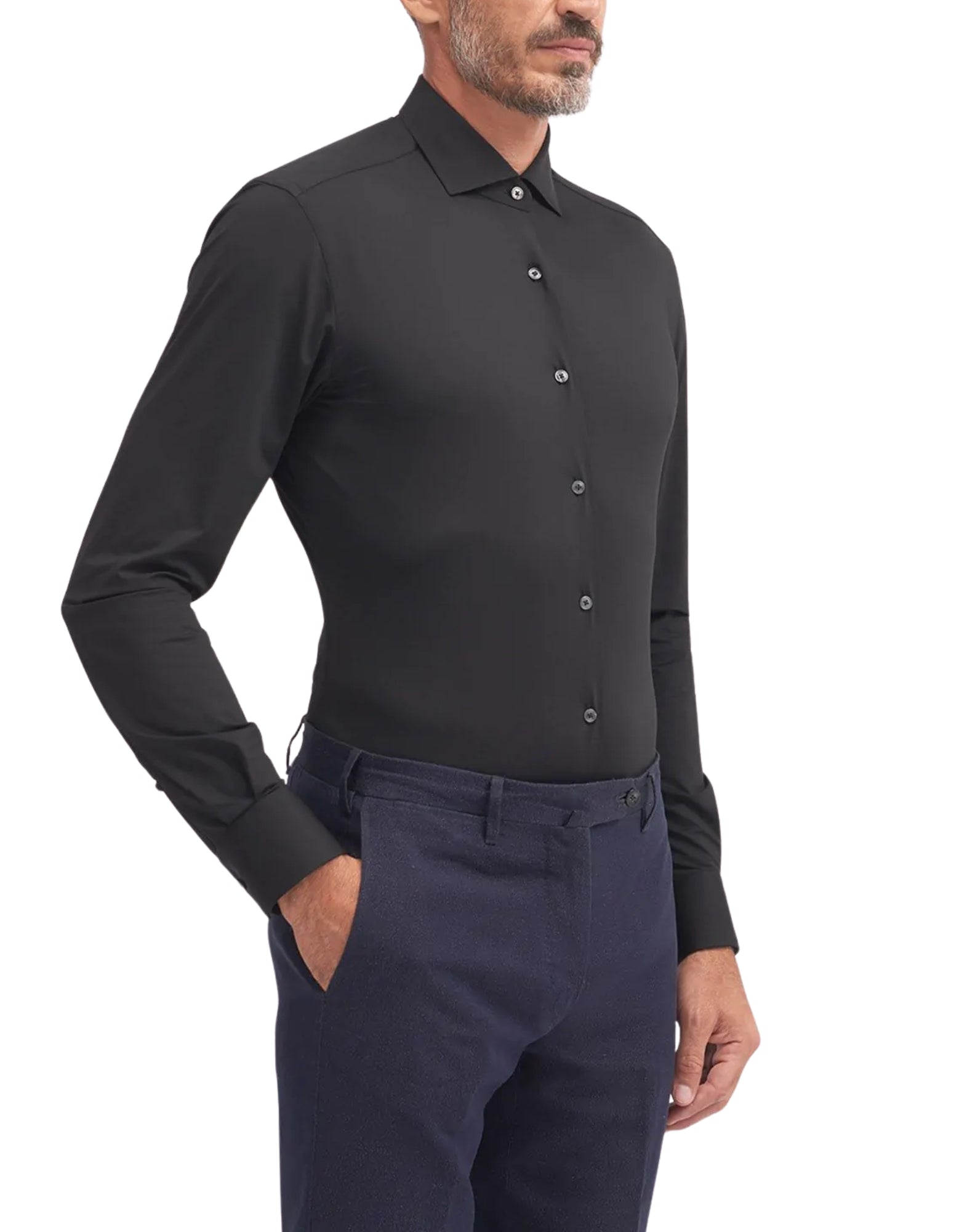 Xacus Men’s Active Twill Shirt Slim Fit Black ACT658ML 11460.004