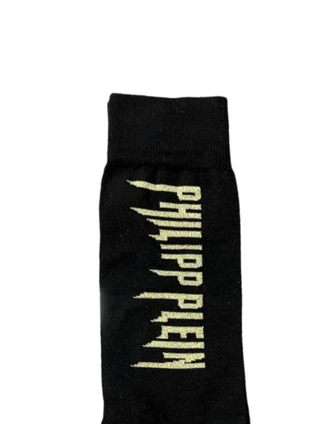 Philipp Plein Men’s Black Cotton Socks with Logo Made in Italy CA00CMPP383 0001