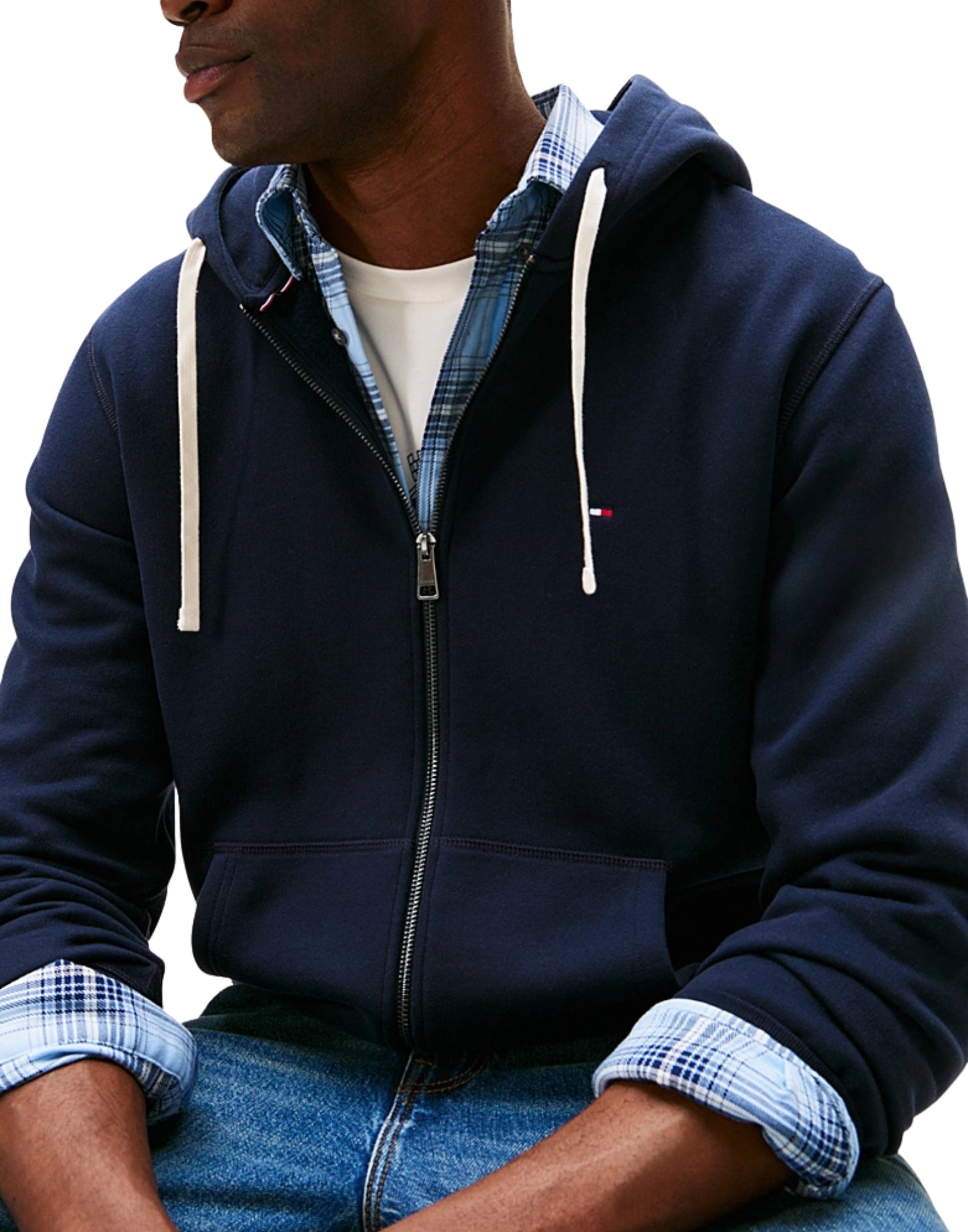 37234 DW5 BLAUER FLEECE-HOODIE - Felpe - TOMMY HILFIGER