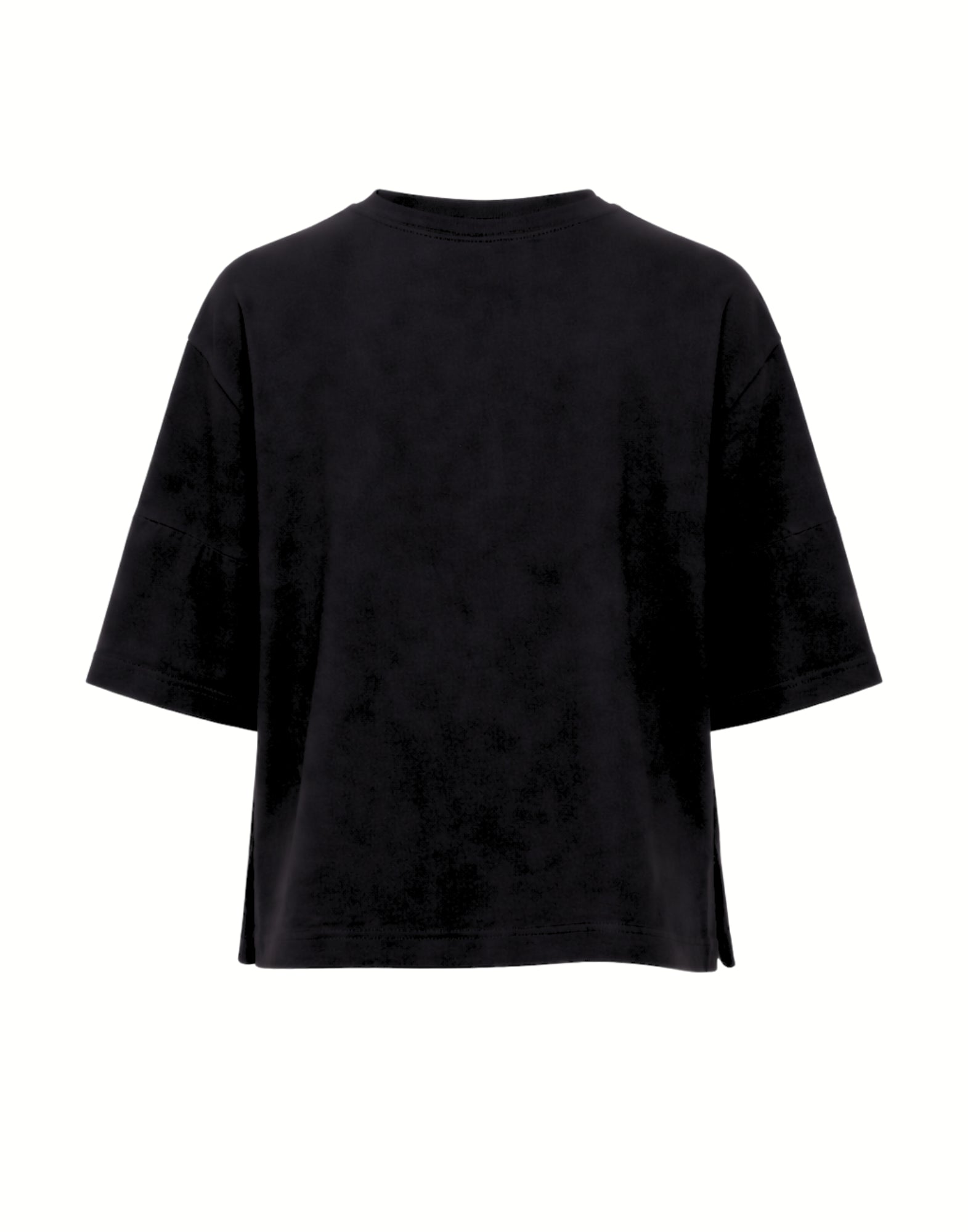 Laboratorio Oversized Crewneck T-Shirt 100% Cotton Black Women’s 3/4 Sleeve Made in Italy JO4689 0999