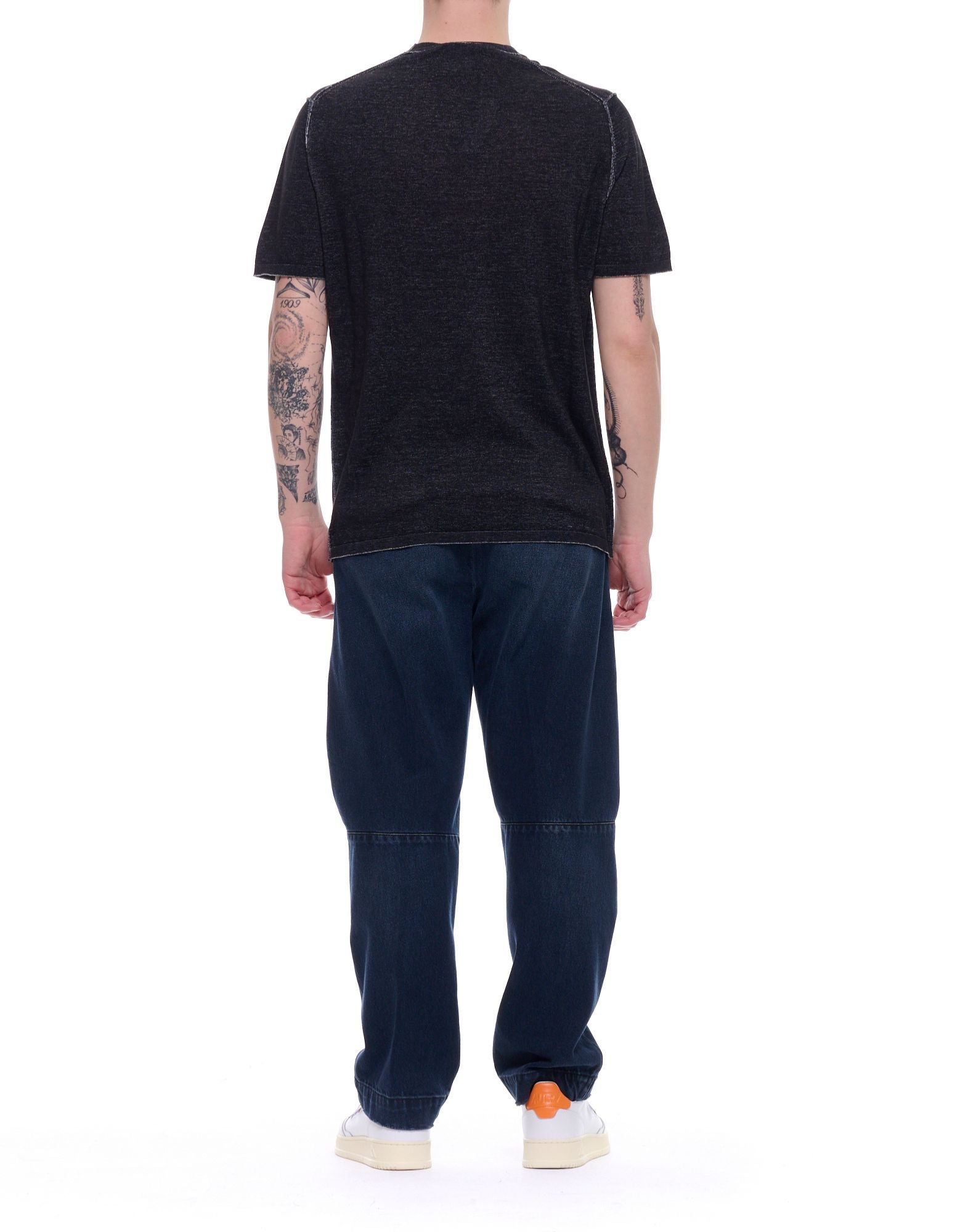 Fabrizio del Carlo Men’s Round Neck Cotton T-Shirt Black Made in Italy FF3016 CC04-512 BLACK