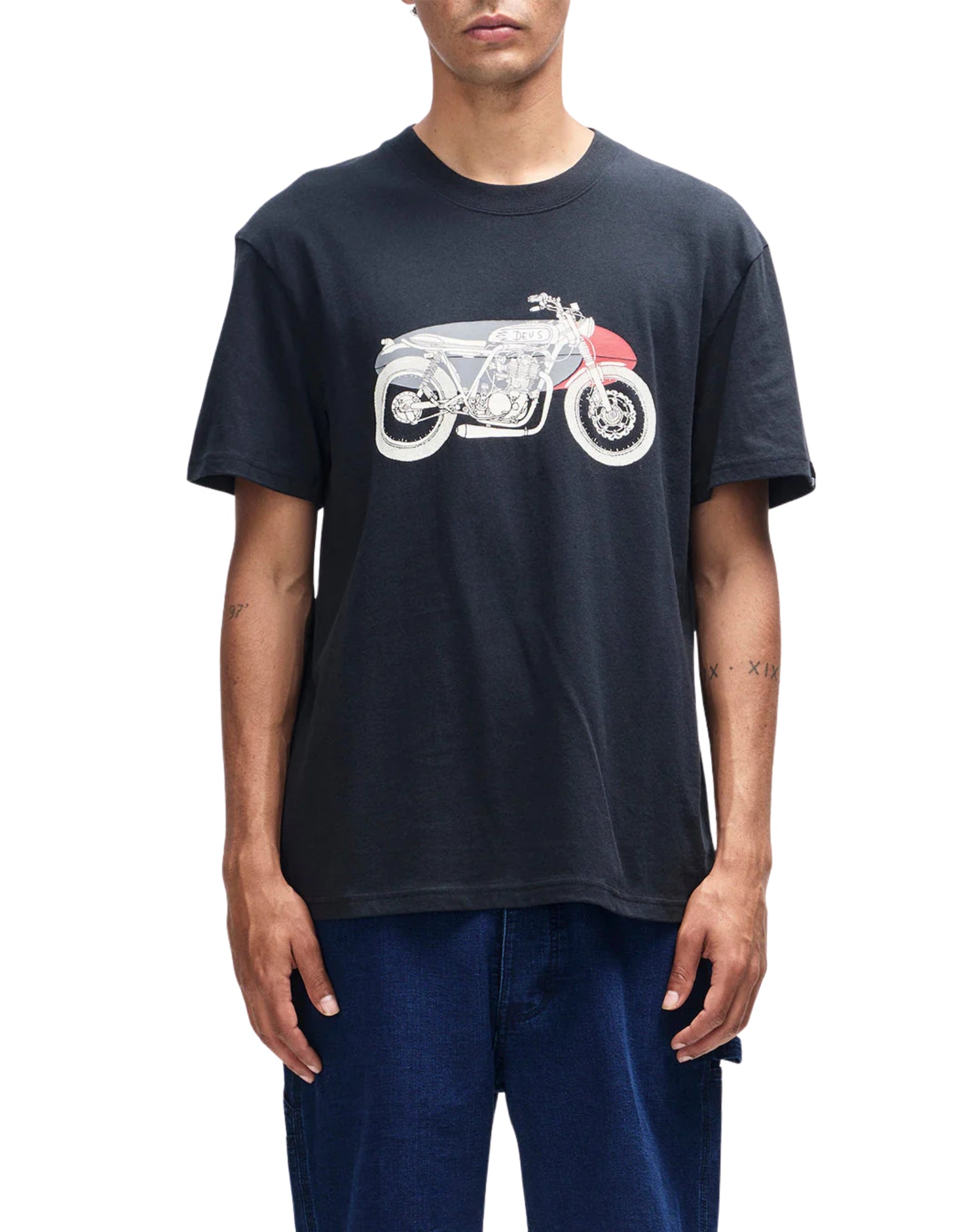 Deus Ex Machina Drovers Dog Tee – Box Fit Organic Combed Cotton Jersey T-Shirt Black Unisex D261MTS1480990