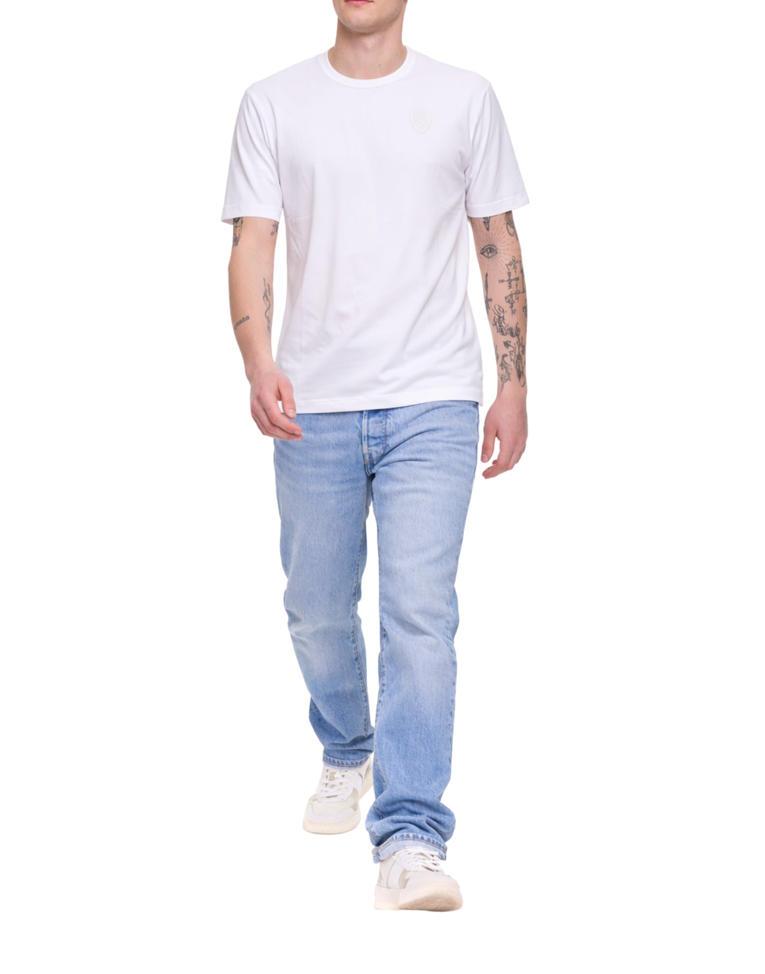 Blauer Jason Logo T-Shirt Optic White Stretch Jersey Slim Fit Men’s 26SBLUH02541-007608 100 JASON