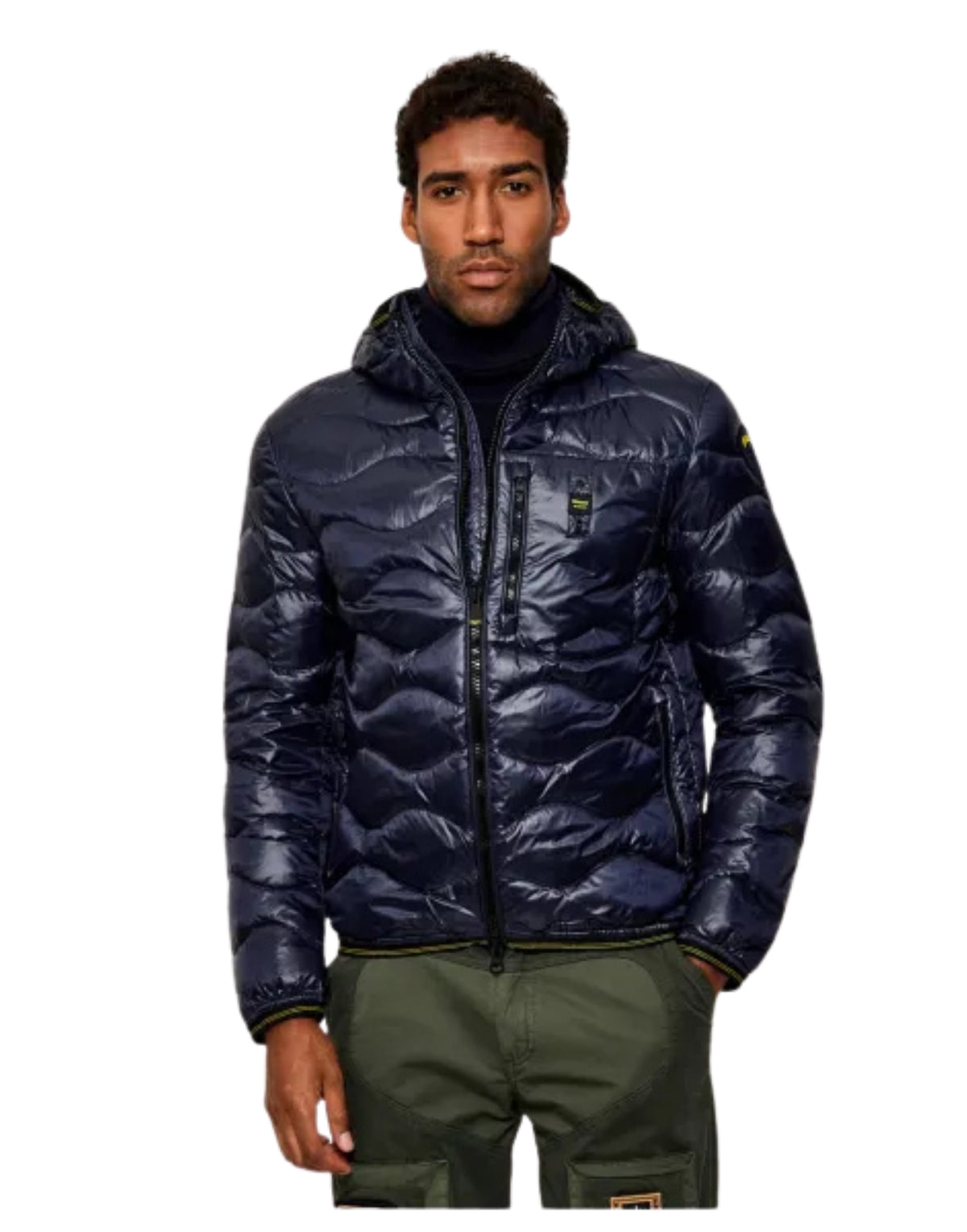 Wave Quilted Down Jacket Dark Blue
