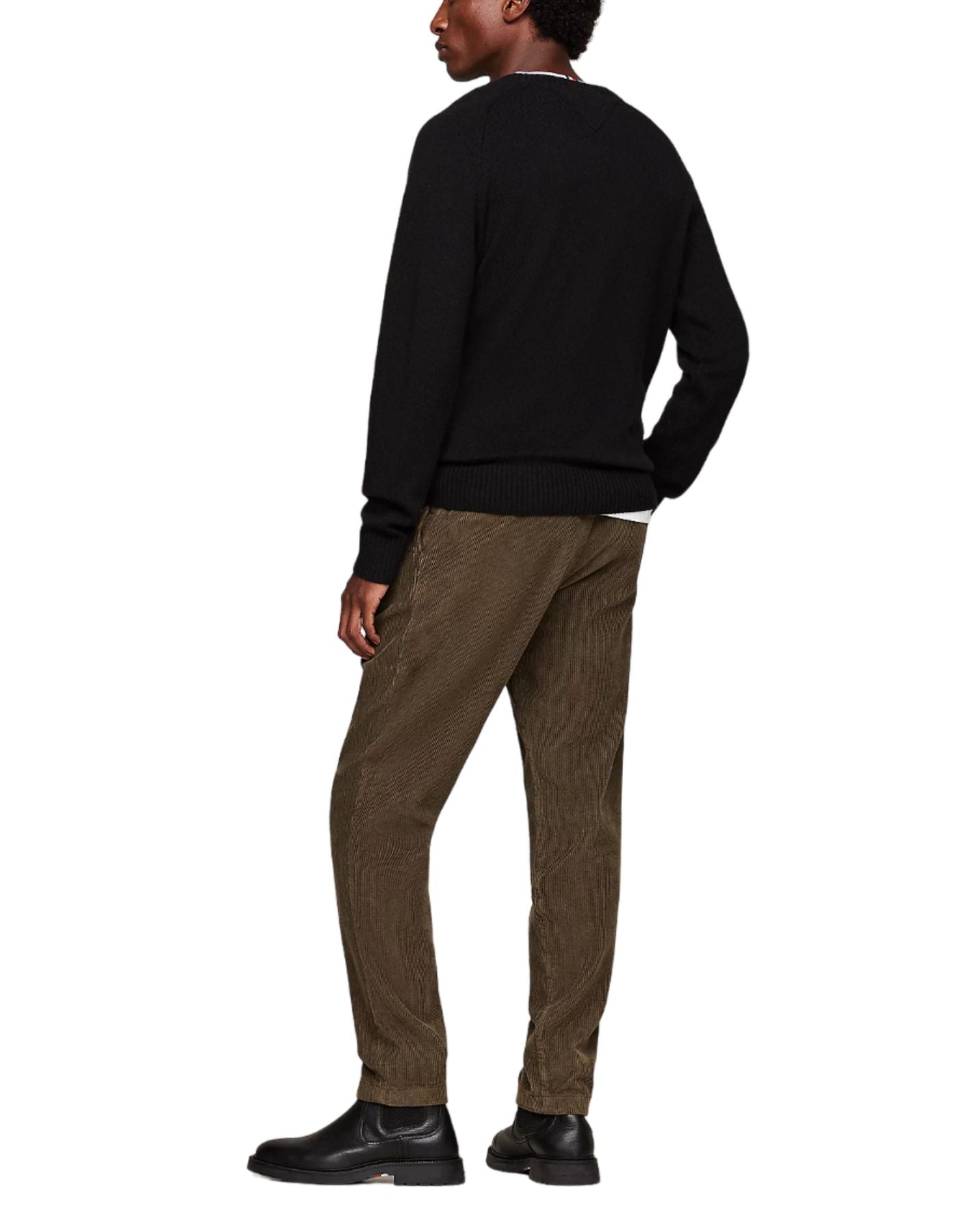 Tommy Hilfiger Herren-Wollpullover mit Rundhalsausschnitt Schwarz MW0MW36535 BDS