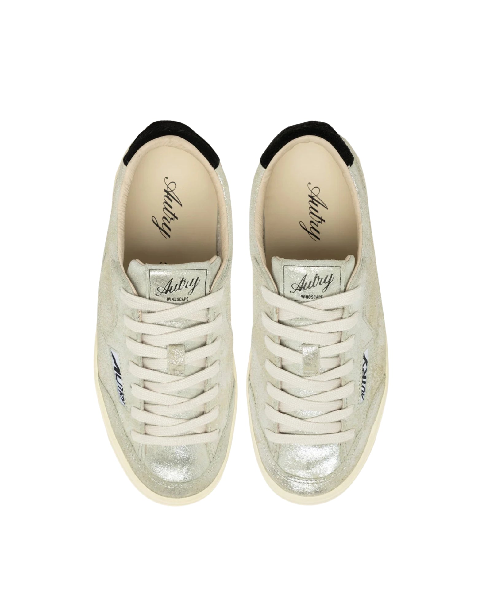 Autry Windscape Low women’s sneakers in laminated suede silver and black SCLW ZE01 SILV/BLK