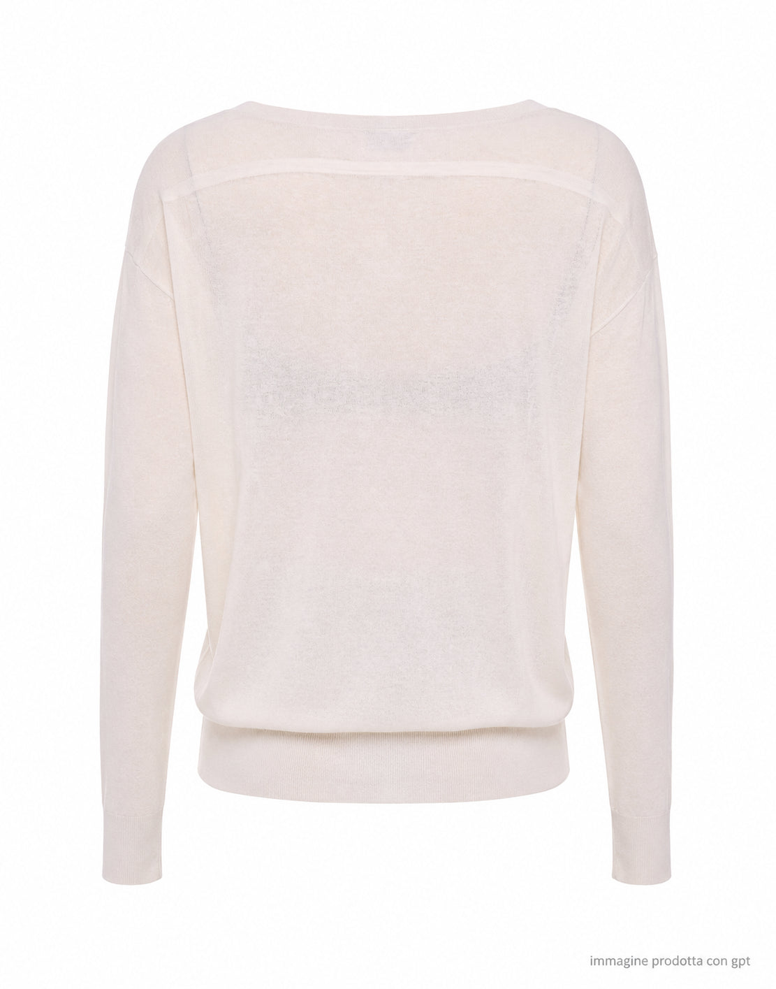 Jersey crema de mujer Hira con cuello barco de seda y lino W202 002