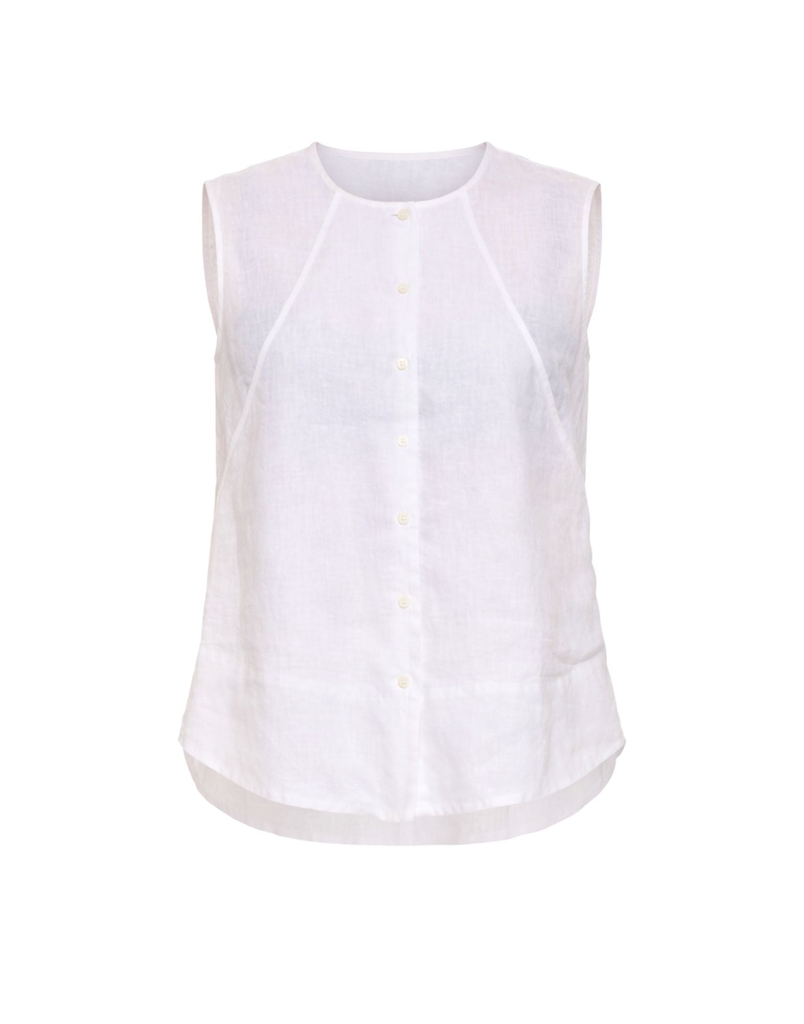Hira Women’s Sleeveless Linen Shirt White Regular Fit Made in Italy W303 001