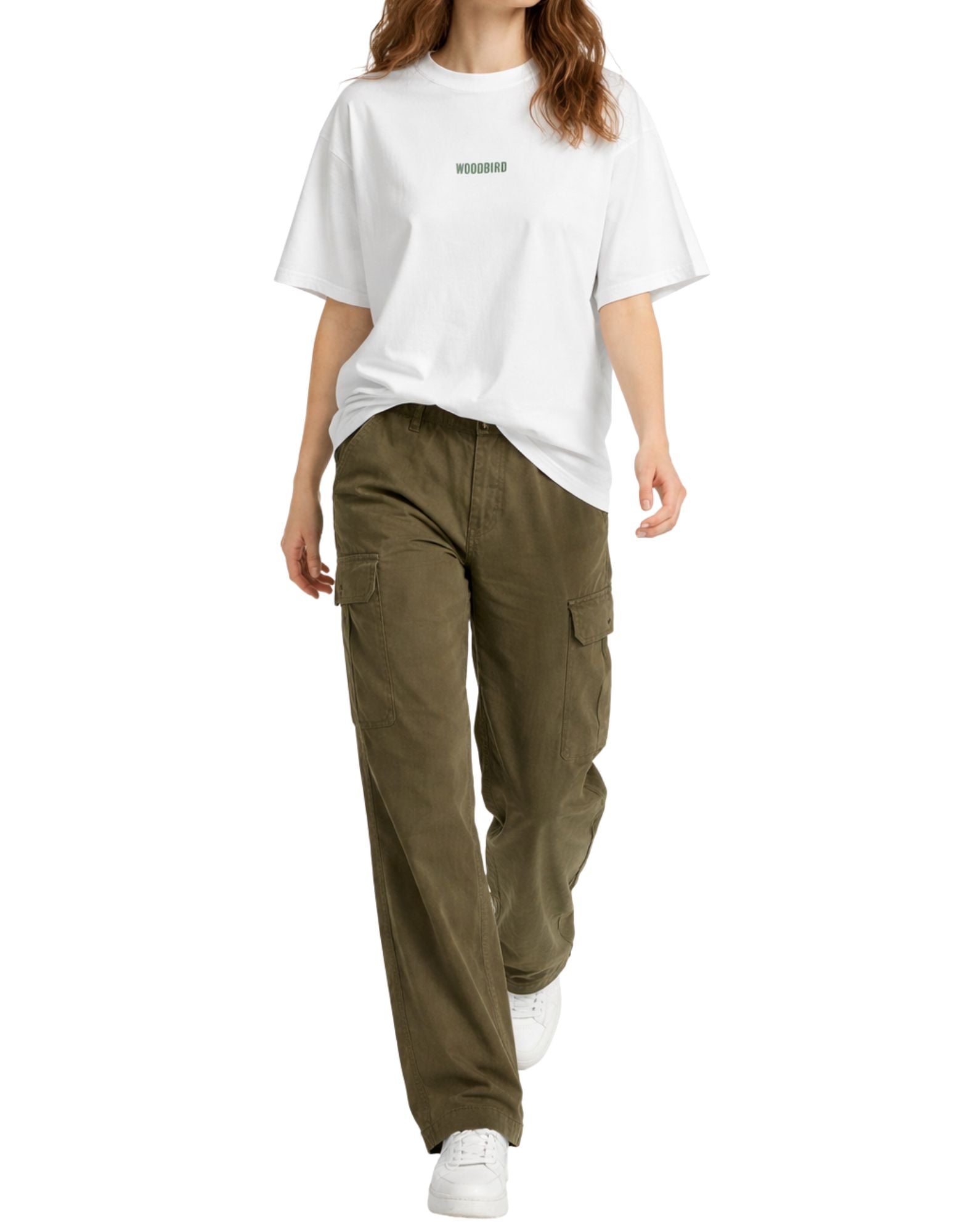 T-shirt da donna in cotone organico bianco Woodbird WBJuno Lion Tee 2615-400 BIANCO