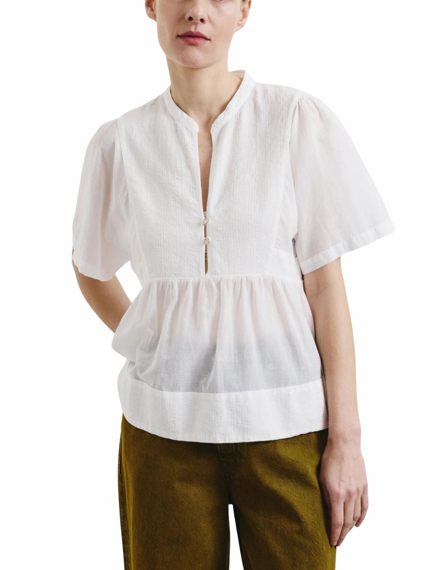 Pomandère soft cotton blouse in Latte for women Made in Italy 261-9496/11639 110 LATTE